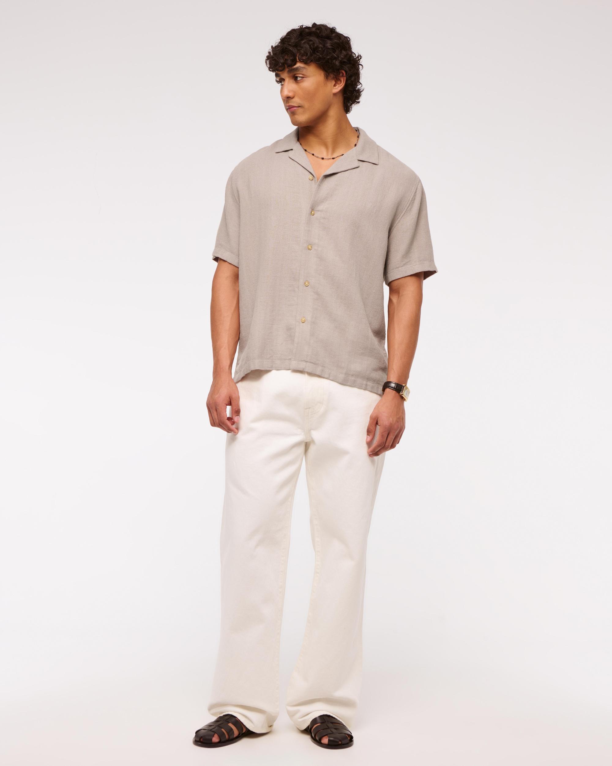 Camp Collar Summer Linen-Blend Shirt Product Image