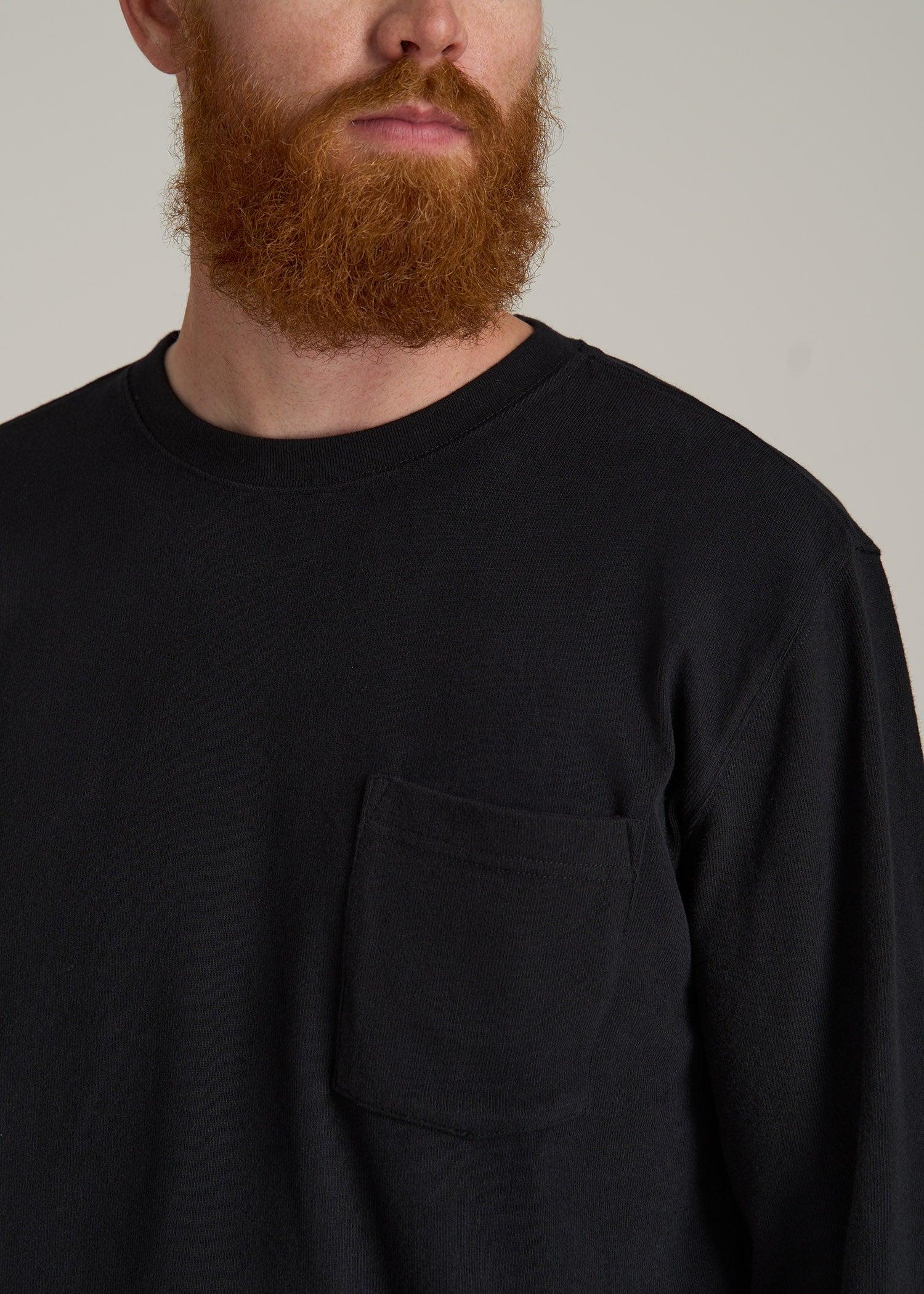 LJ&S Long Sleeve Workwear Pocket Tall Men's Tee in Black Product Image