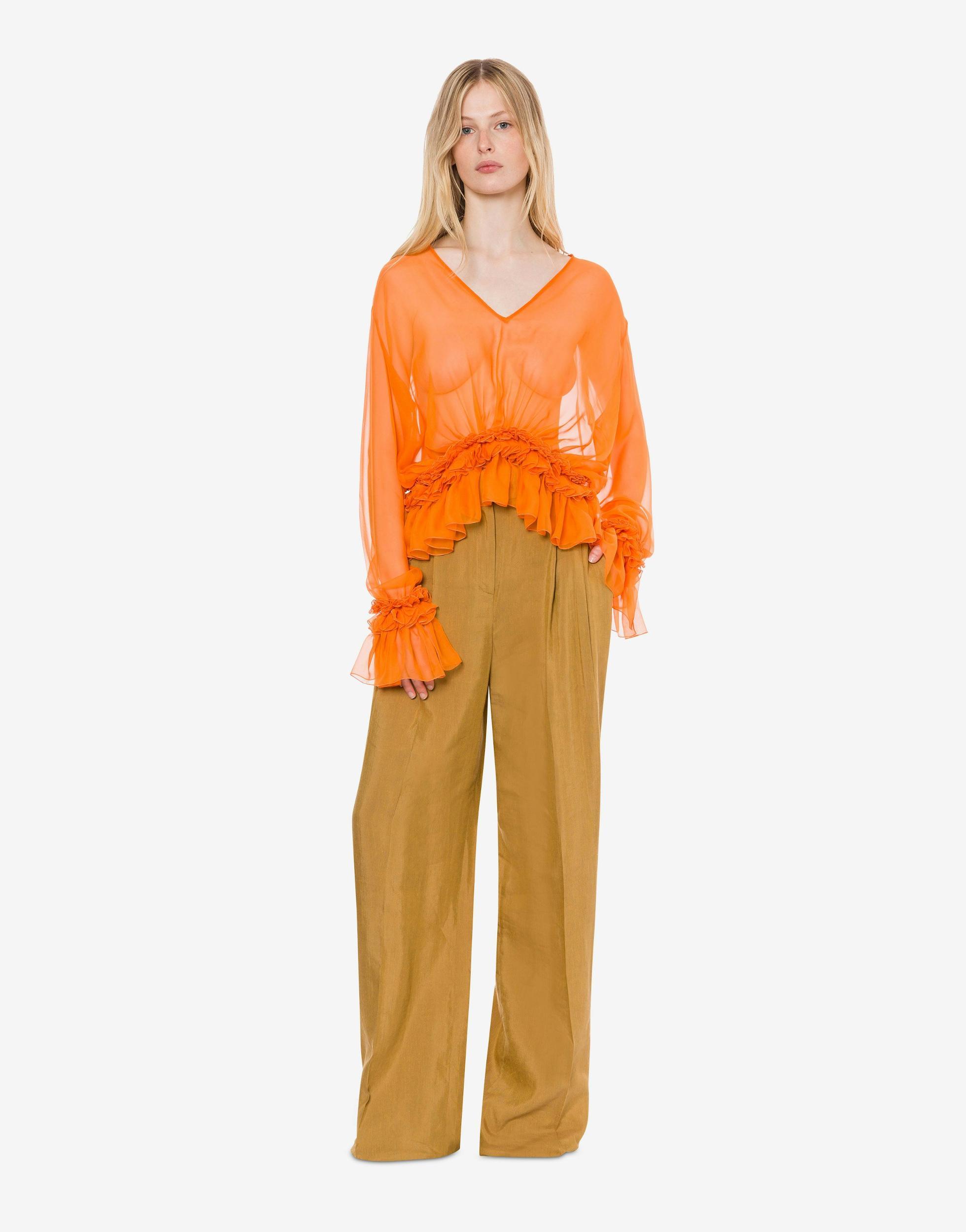 Organic chiffon blouse with small ruffles Product Image
