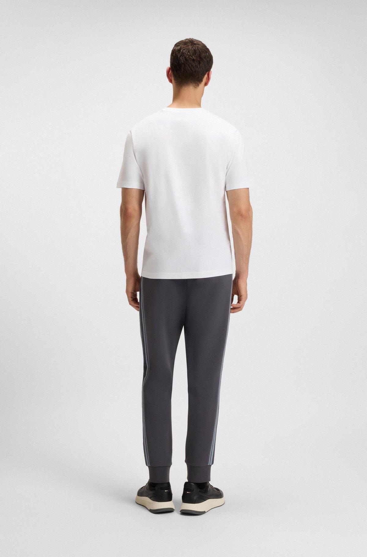 BOSS - Stretch-cotton T-shirt with geometric print - White Product Image