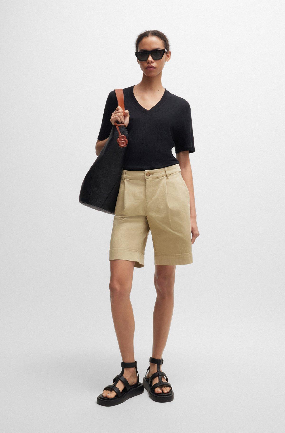 Relaxed-fit high-rise shorts in stretch cotton Product Image