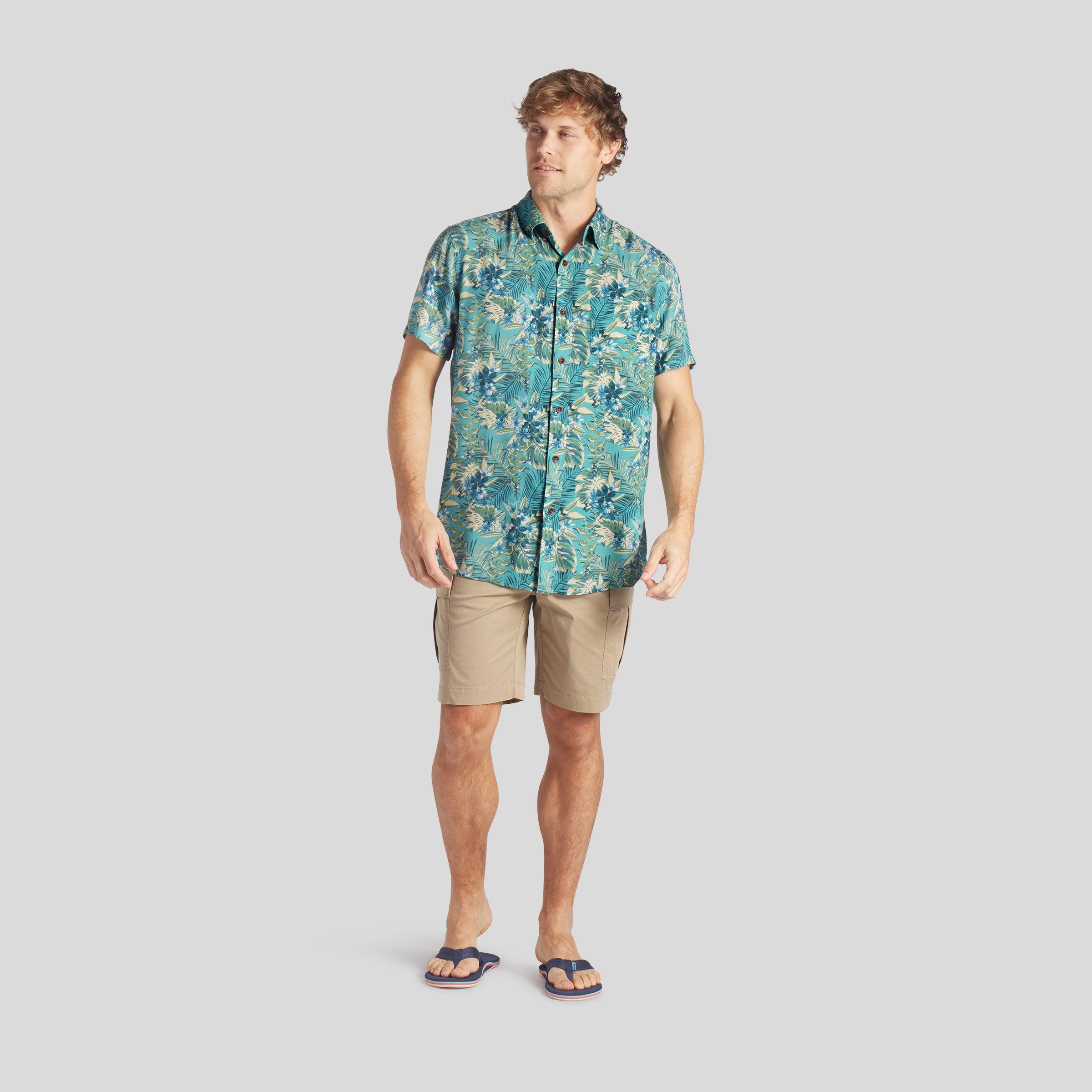 Vintage Hawaiian Shirt - Teal Yellow Product Image