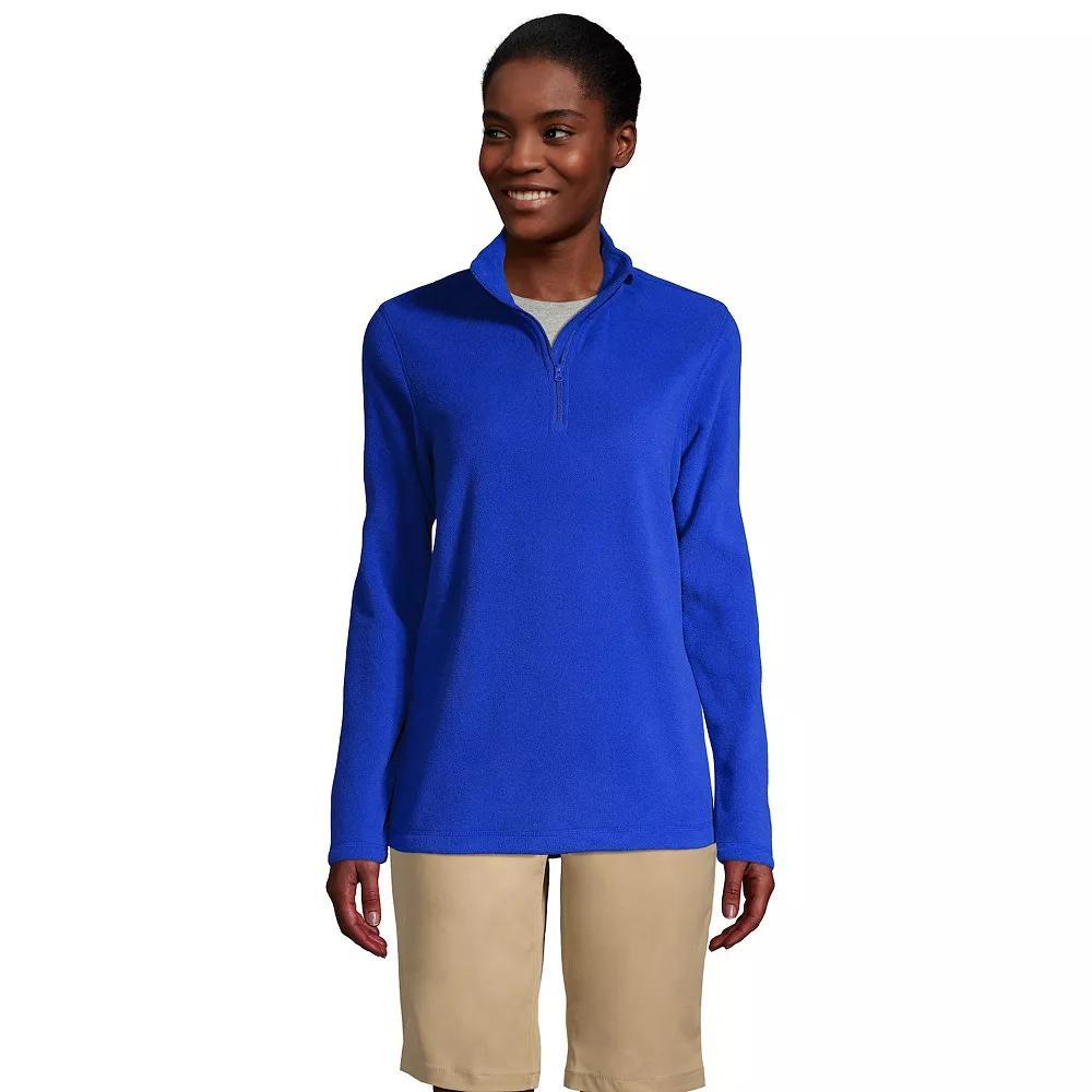 Women's Lands' End Lightweight Fleece Quarter Zip Pullover, Size: Medium, Red Product Image