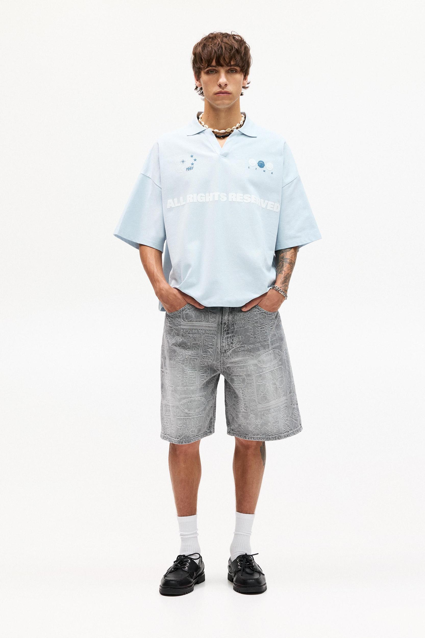 Jacquard denim Bermuda shorts Product Image