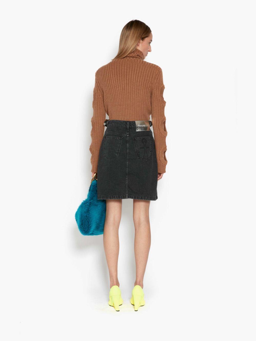 JW ANDERSON Merino Wool Cutout-sleeve Turtleneck Sweater In Brown Product Image