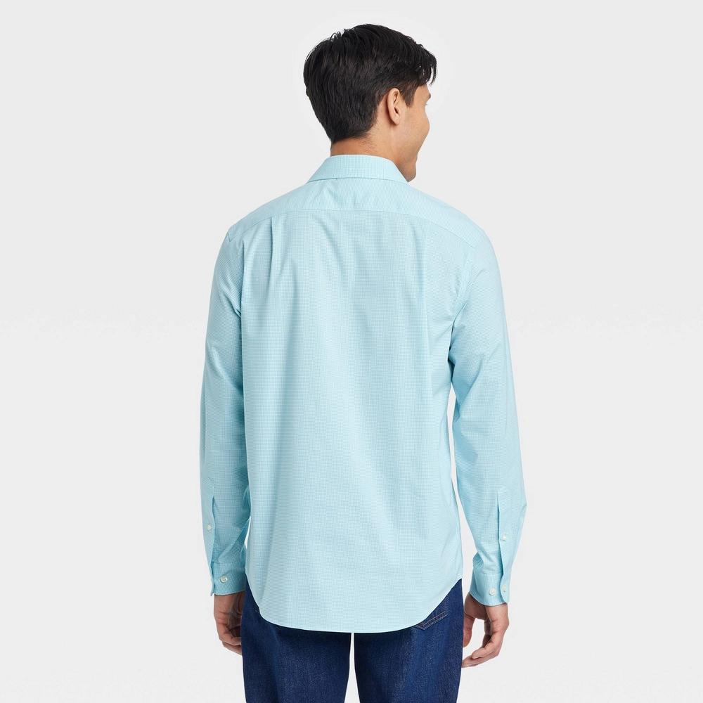 Men's Big & Tall Performance Long Sleeve Button-Down Dress Shirt - Goodfellow & Co™ Aqua Blue 4XL Product Image