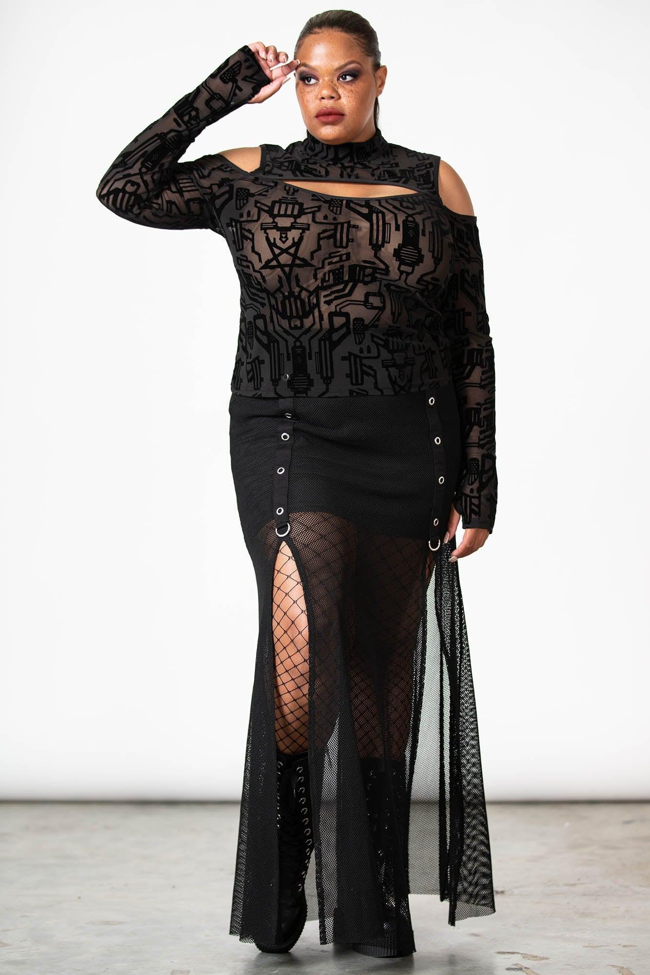 Tuned Out Mesh Cold Shoulder Top Female Product Image