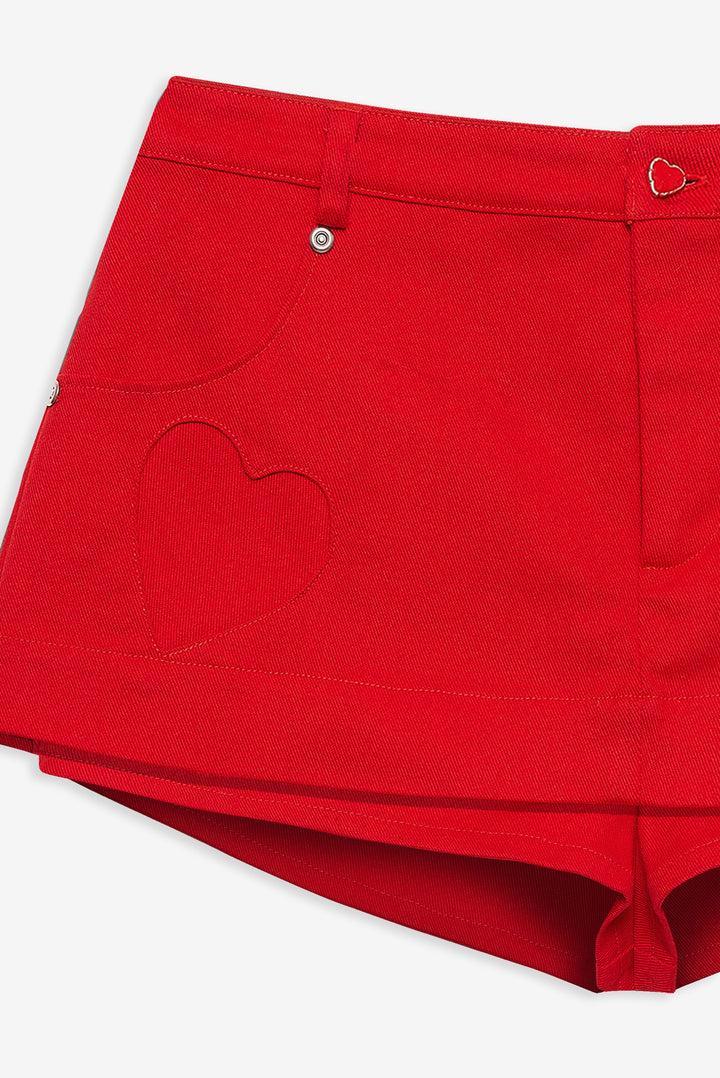 Lipstick Denim Mini Skort — White Product Image