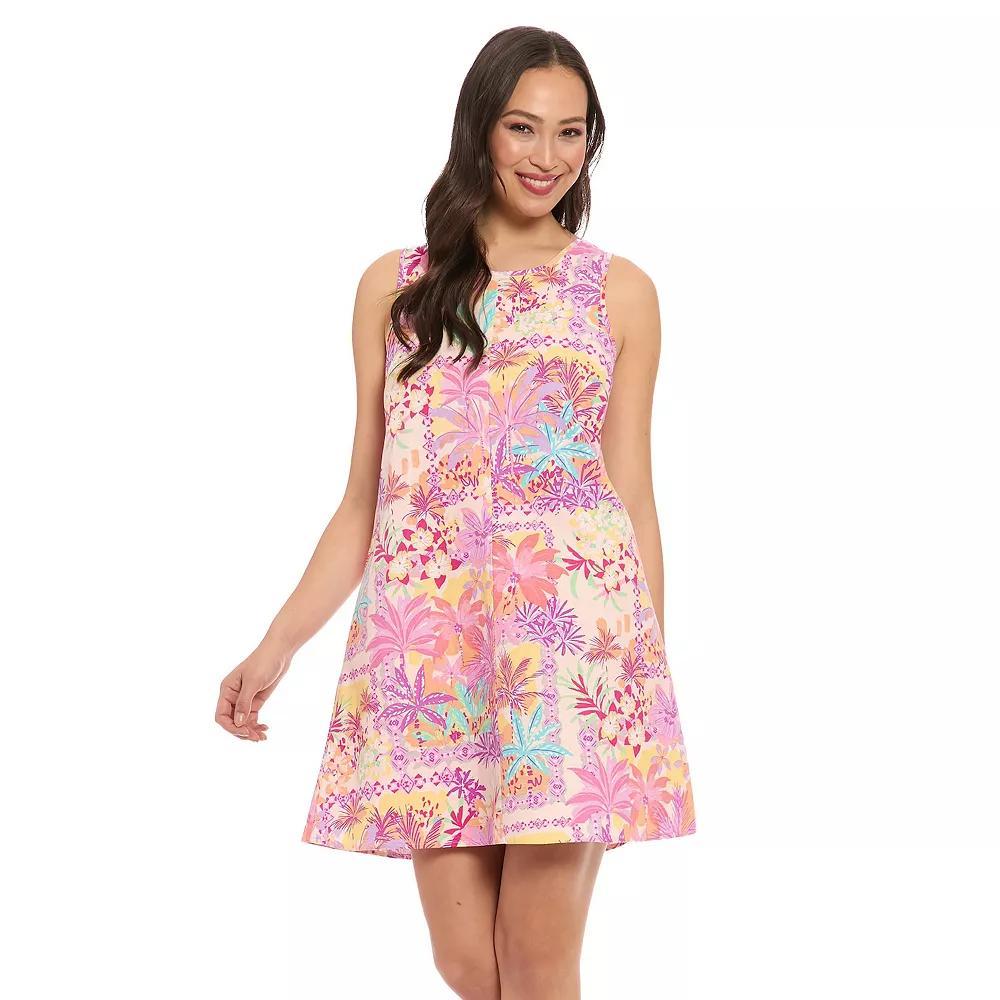 Women's London Times Sleeveless A-Line Swing Dress, Size: Large, Blush Team Product Image