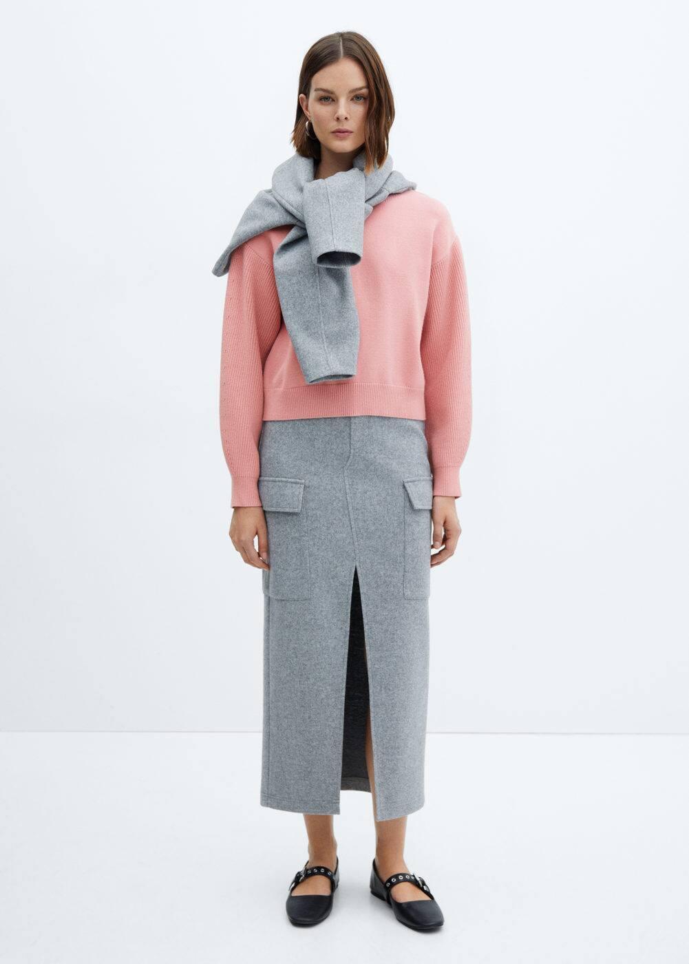 Mango Womens Round-Neck Knitted Sweater Product Image