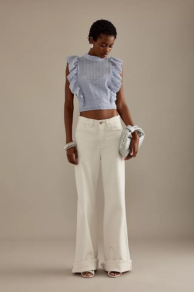 Maeve Cropped Ruffle Mesh Top Product Image