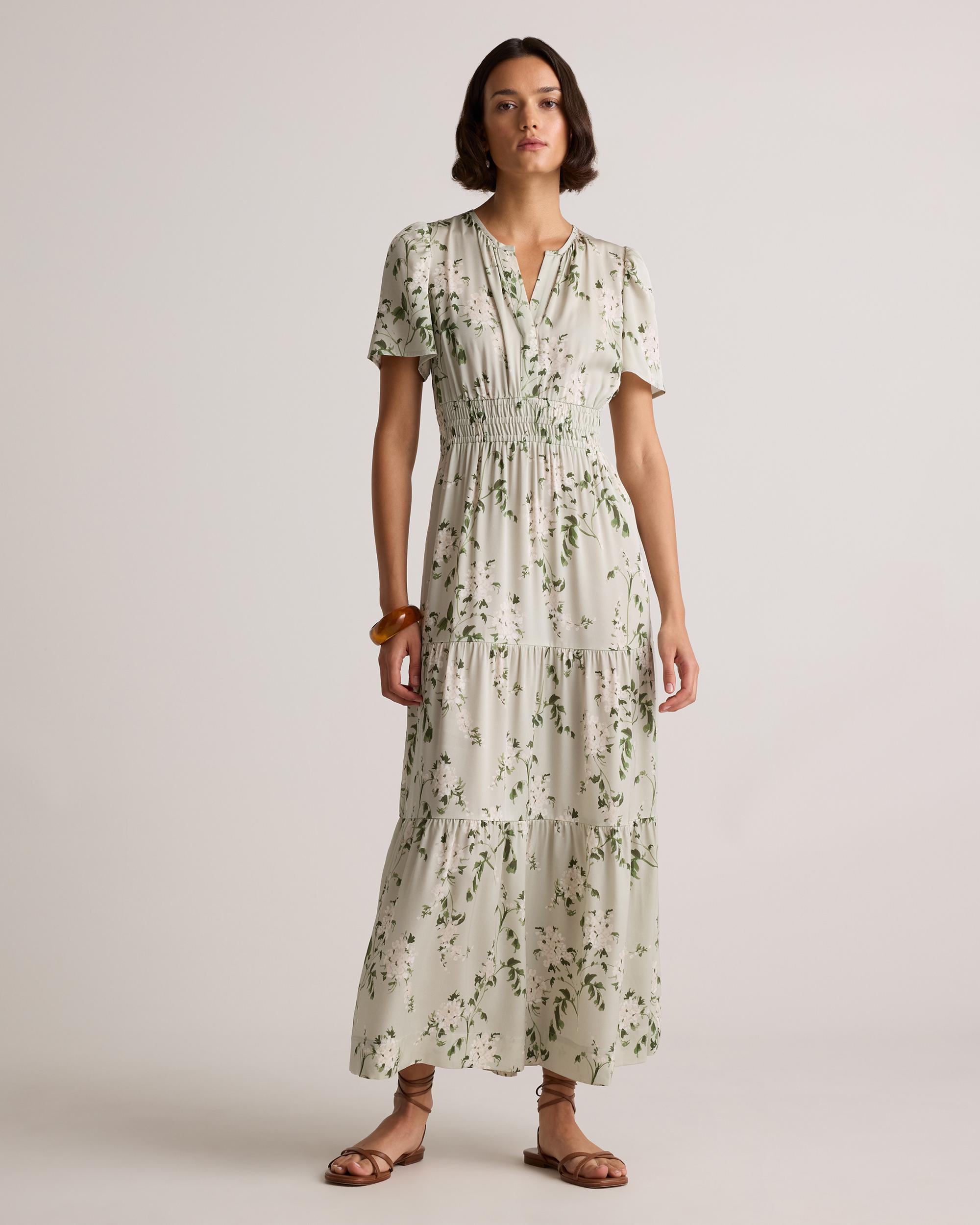 Washable Stretch Silk Tiered Maxi Dress Product Image