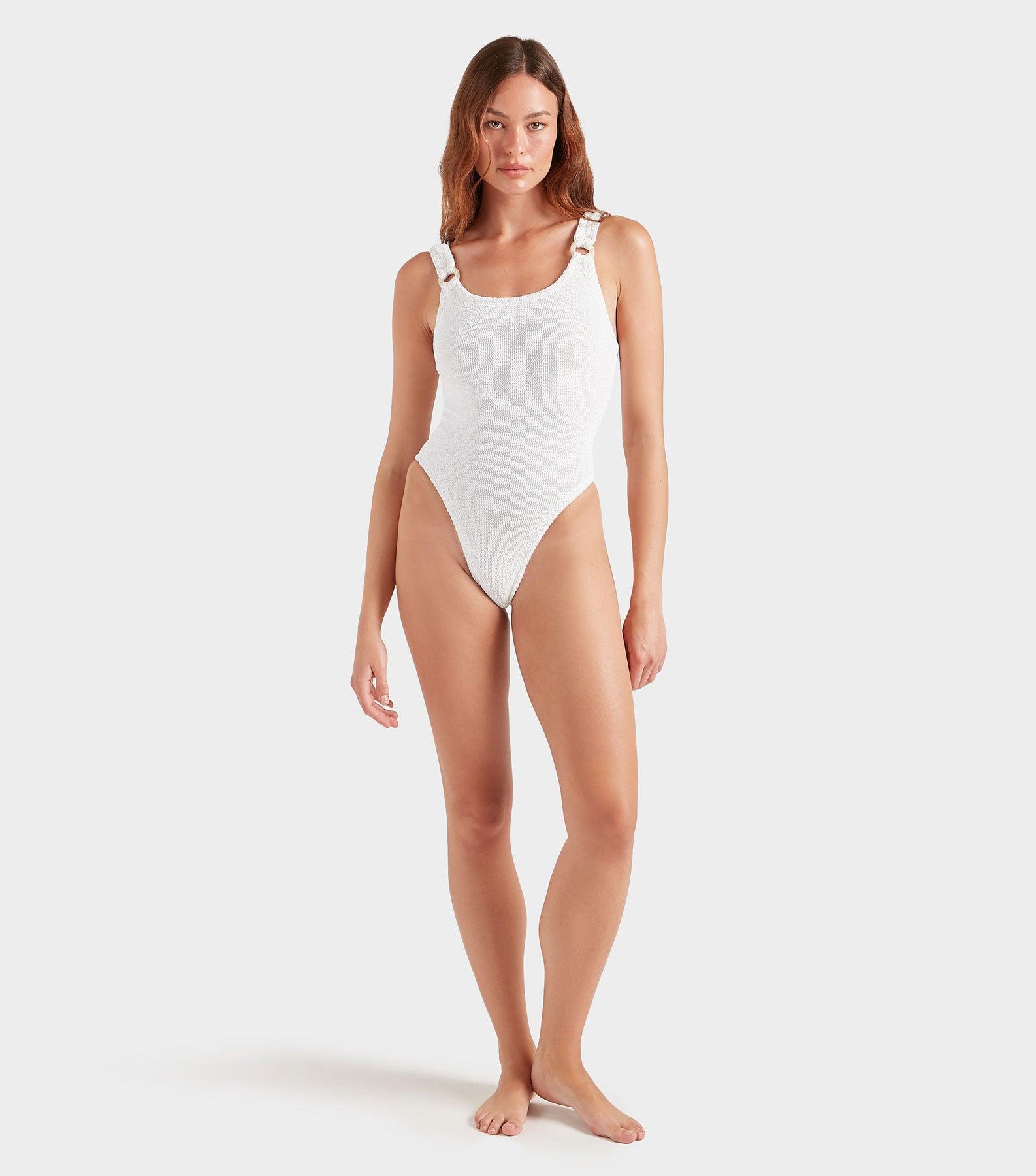 Domino Swim With Pearly Hoops - White Product Image