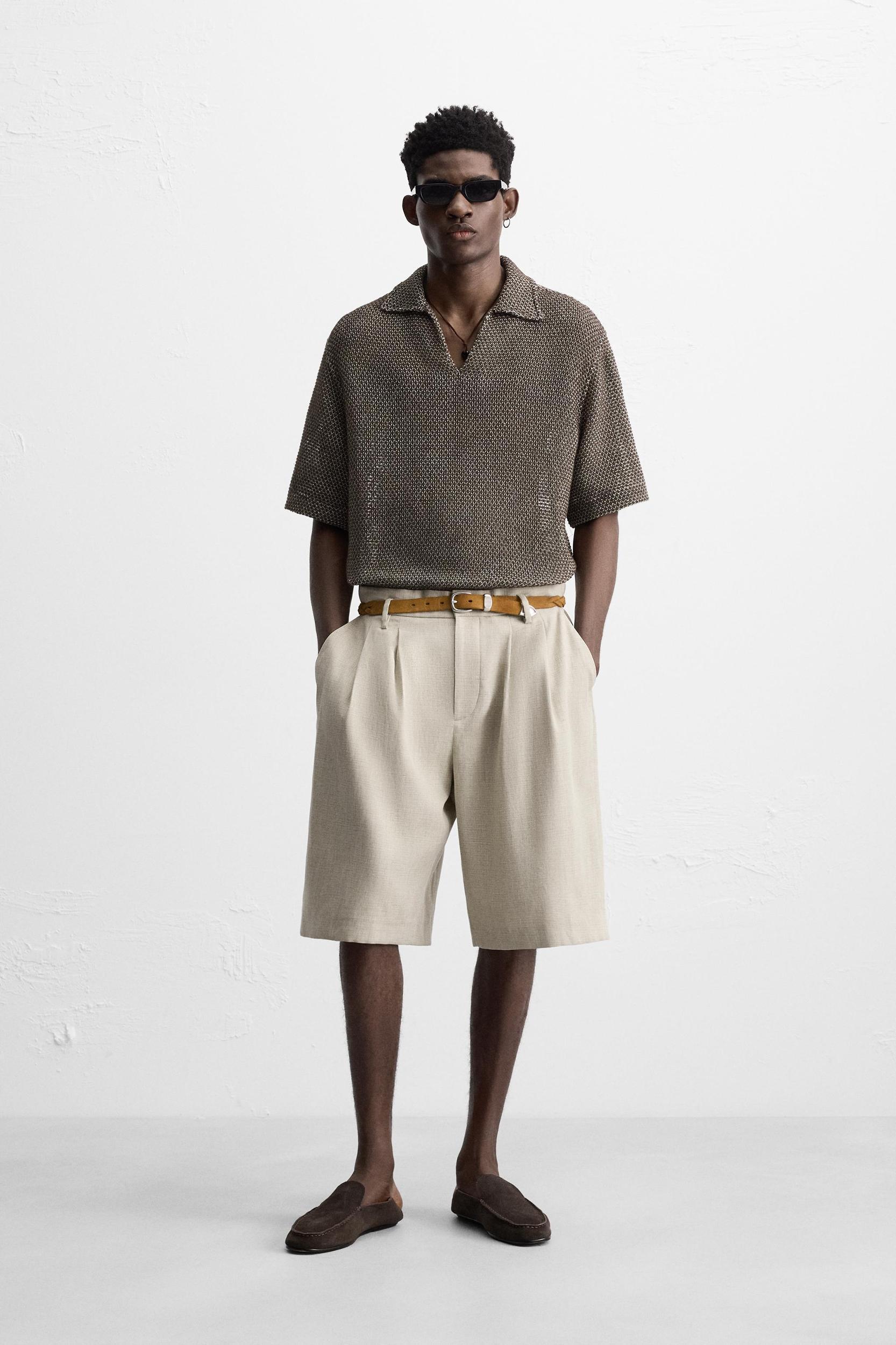 OPEN KNIT POLO SHIRT Product Image