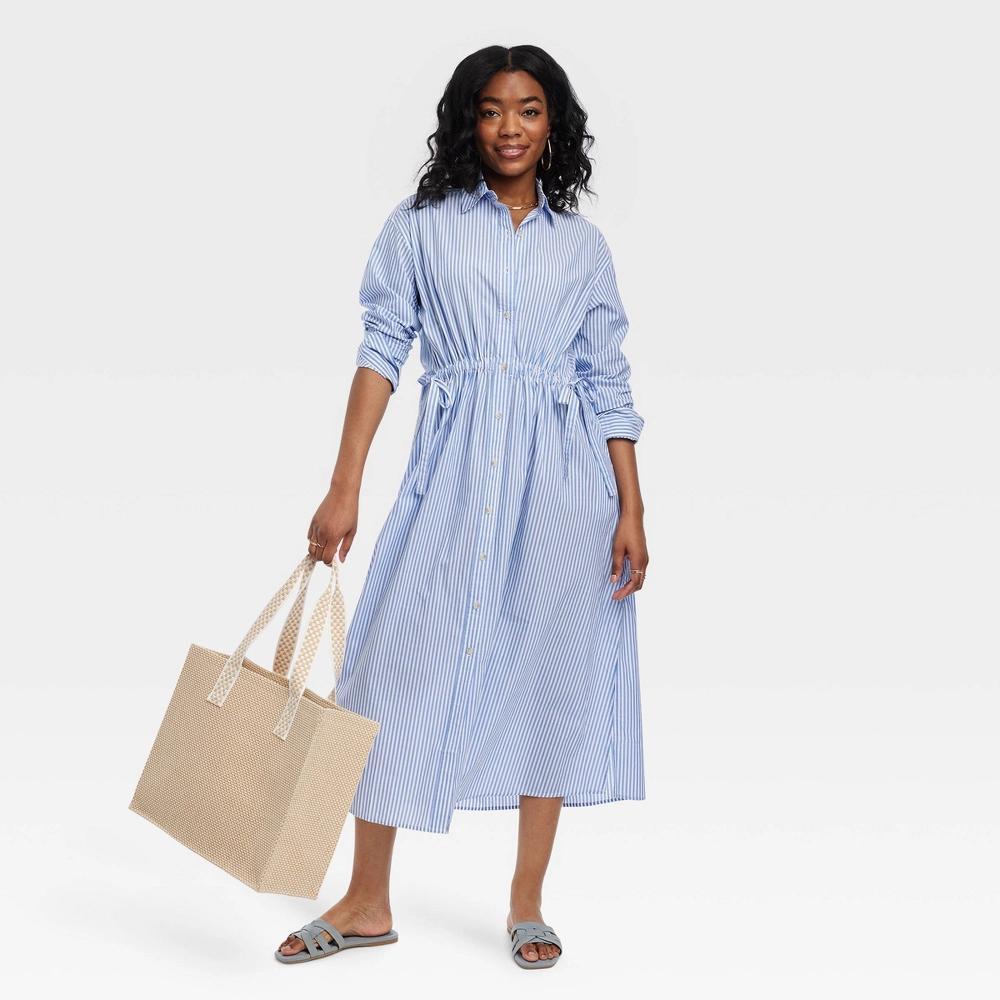 Women's Long Sleeve Cinch Waist Maxi Shirtdress - Universal Thread™ Product Image