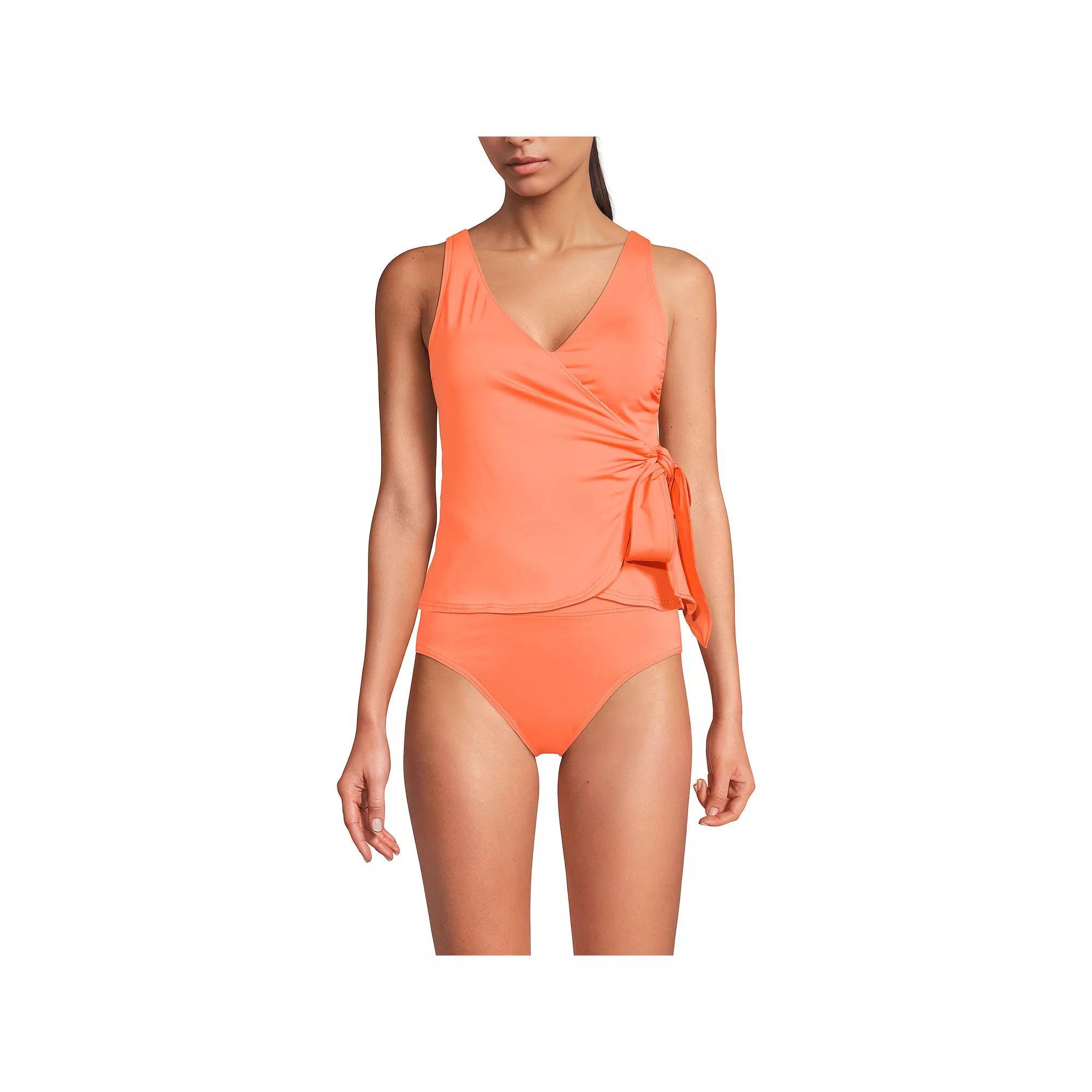 Women's Lands' End V-neck Surplice Tankini Swimsuit Top, Size: 16, Papaya Orange Product Image