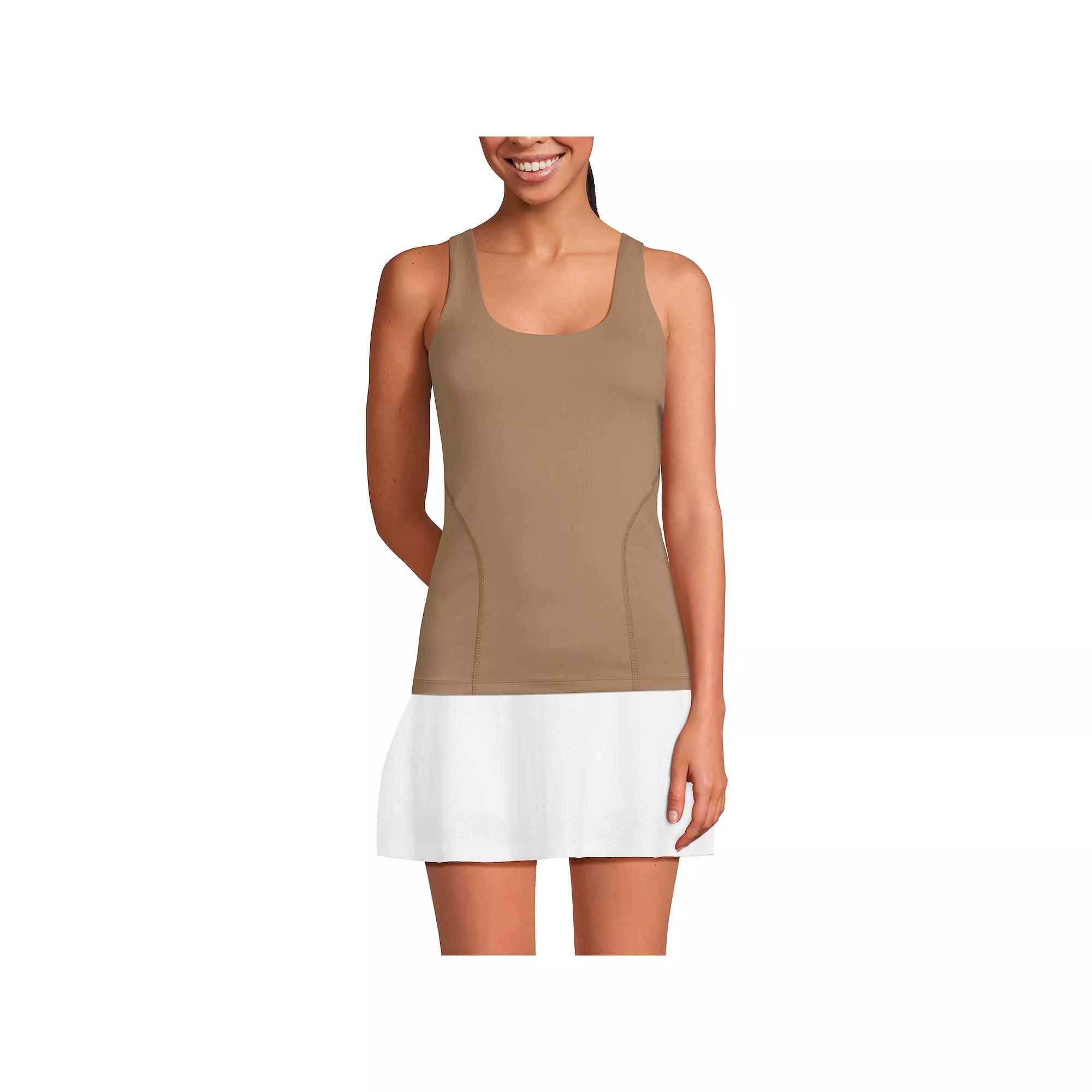 Women's Lands' End High Impact Scoop Neck Active Tank Top, Size: Small, Rich Camel Product Image