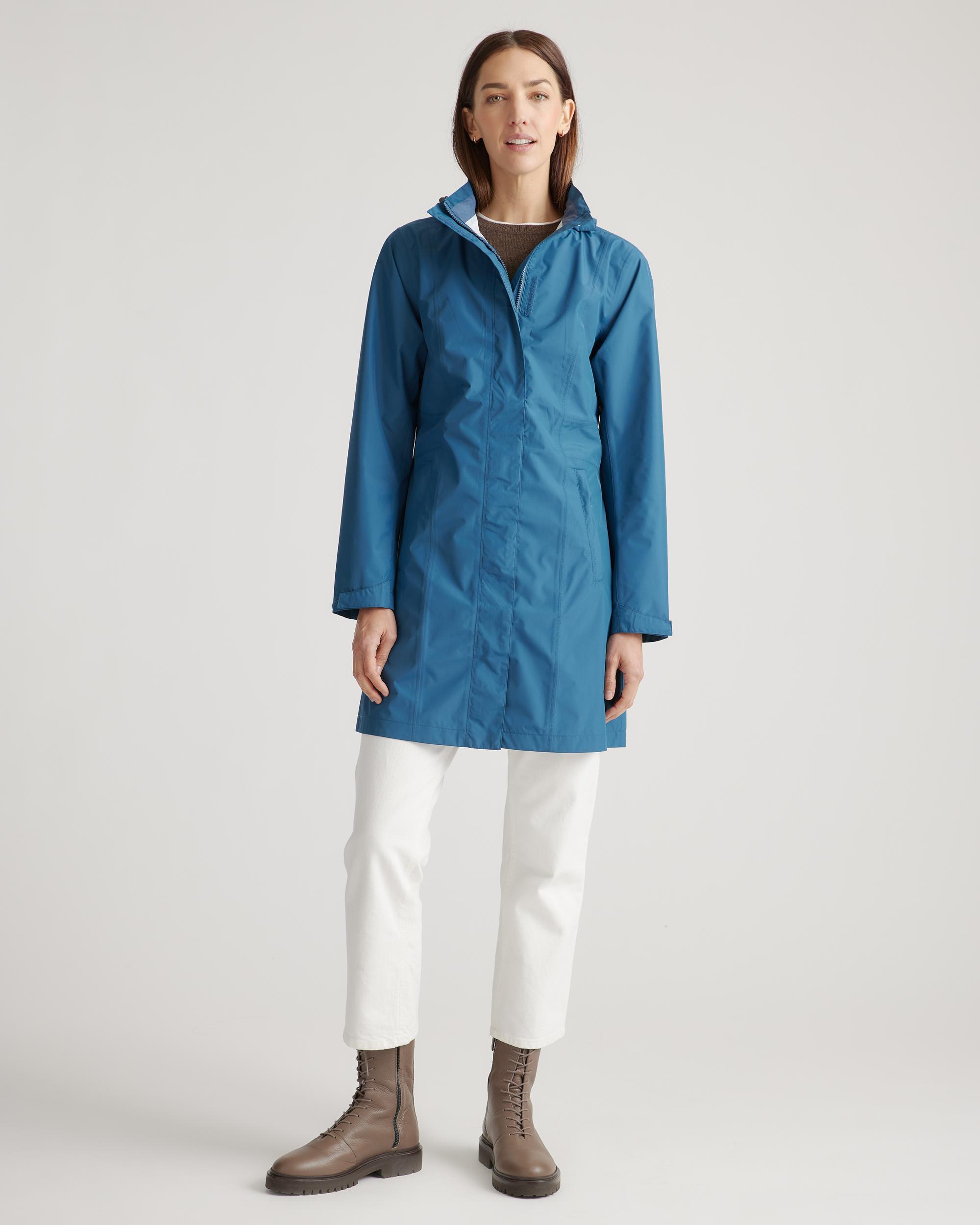 Quince | Women's Weatherproof Long Rain Shell Jacket Size XS, Polyester/Recycled Polyester Blend Product Image