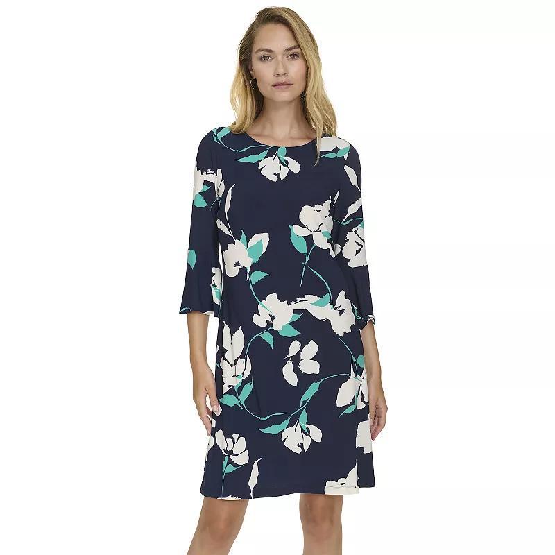 Women's Harper Rose Long Bell Sleeve Shift Dress, Size: 12, Blue Scatter Floral Product Image