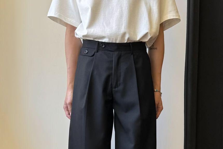 High Waist Plain Wide Leg Dress Pants Product Image