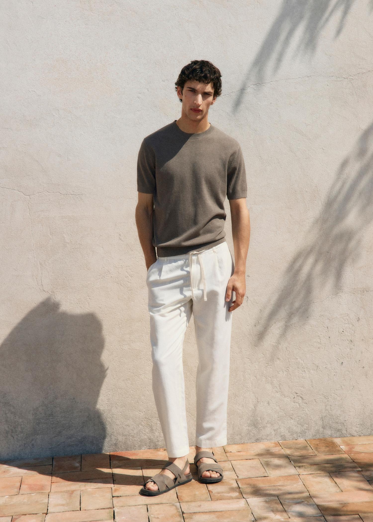 Slim-fit pants with drawstring - Men | MANGO USA Product Image