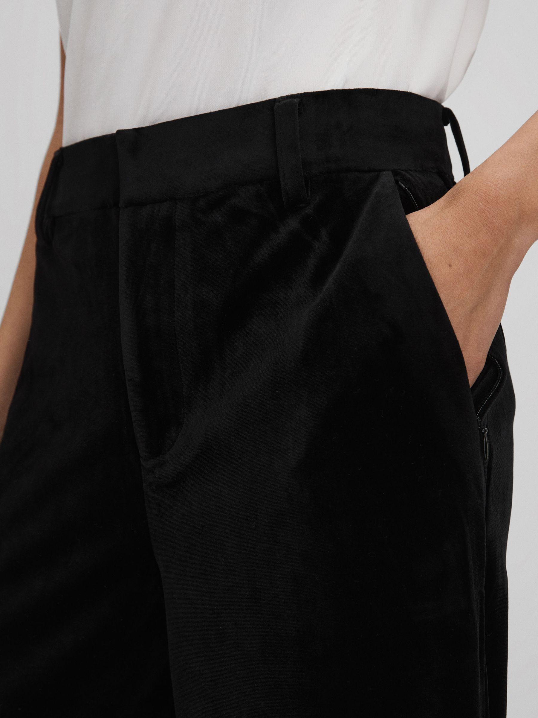 Good American Velvet Wide Leg Suit Trousers in Black Product Image
