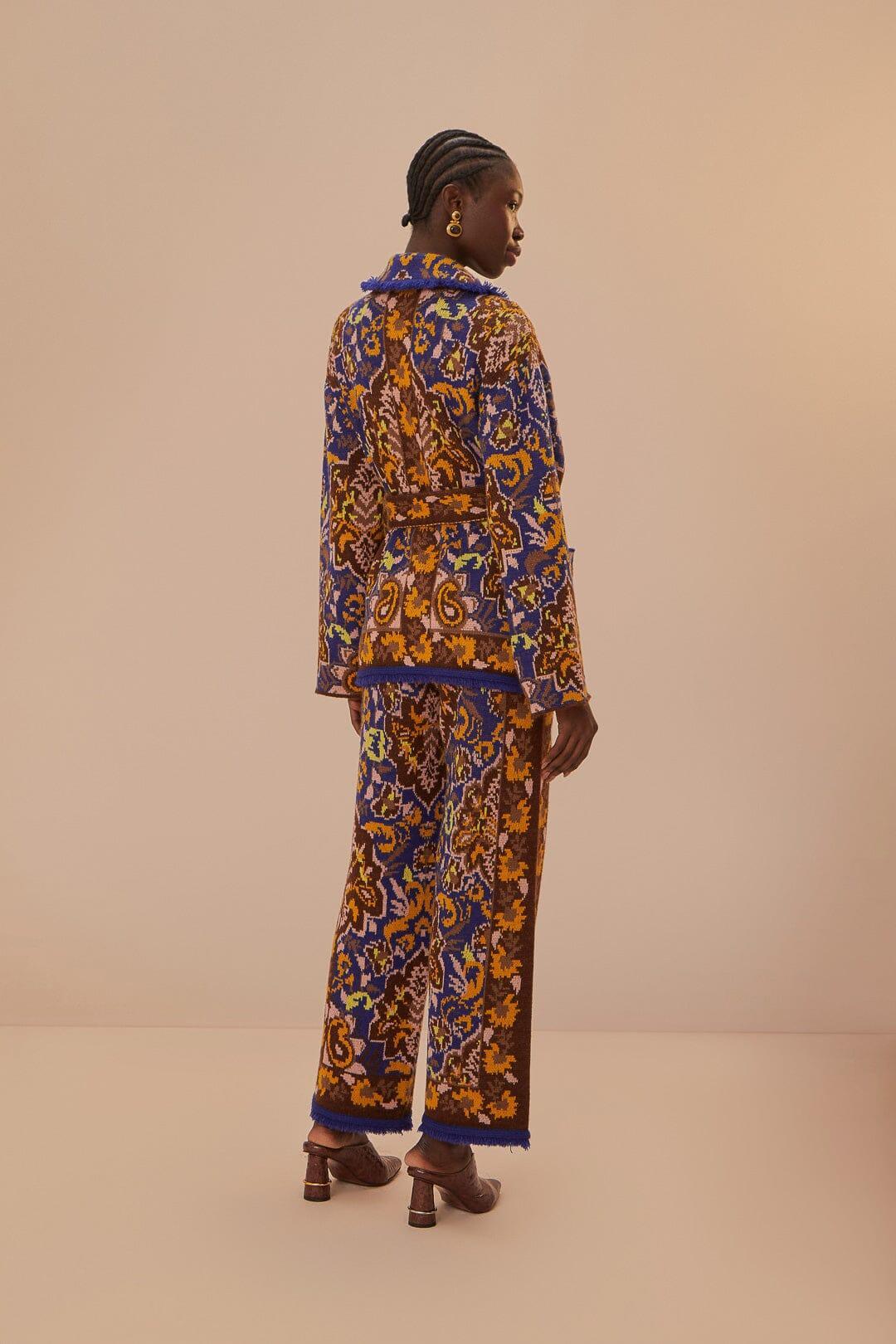 Glam Tapestry Blue Knit Pants, GLAM TAPESTRY BLUE / S Product Image