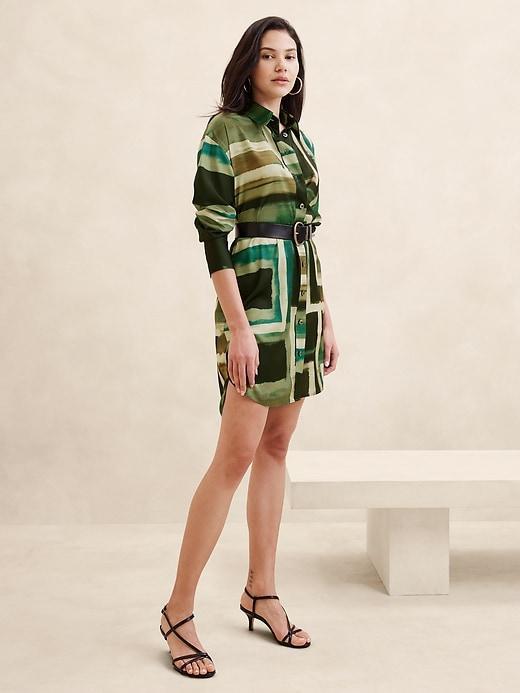 Satin Mini Shirtdress Product Image