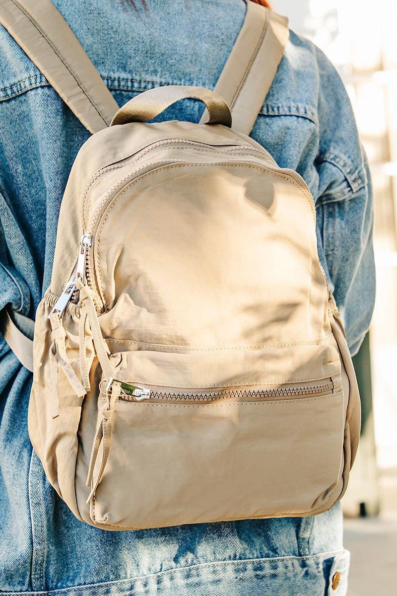 Fame Adjustable Strap Nylon Backpack Bag with Side Pockets Product Image