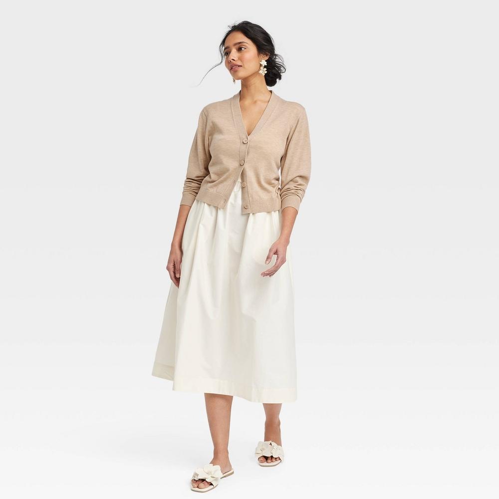 Women's Button-Front Cardigan - A New Day™ Camel S Product Image