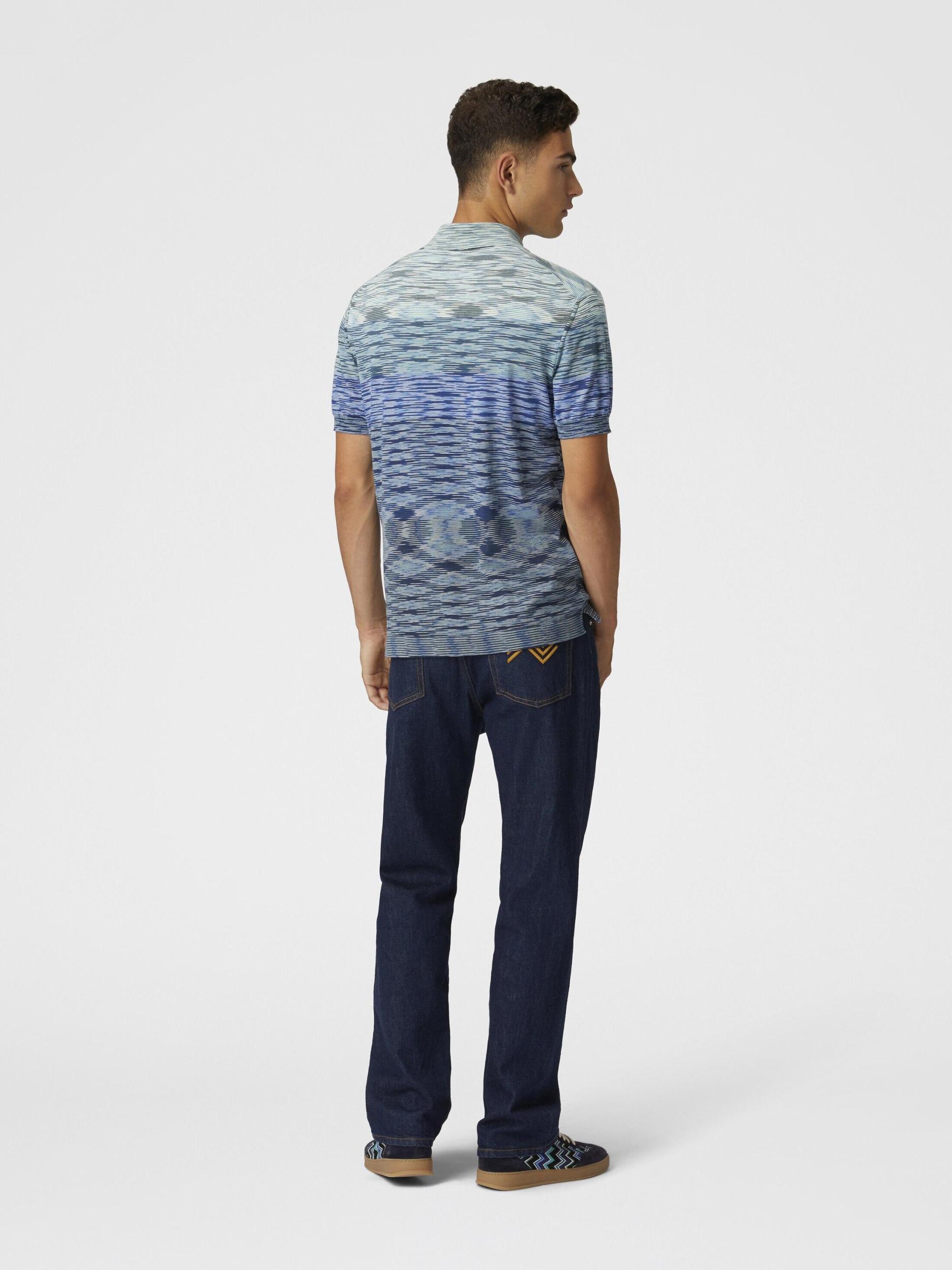 Dégradé slub cotton knit polo shirt Product Image