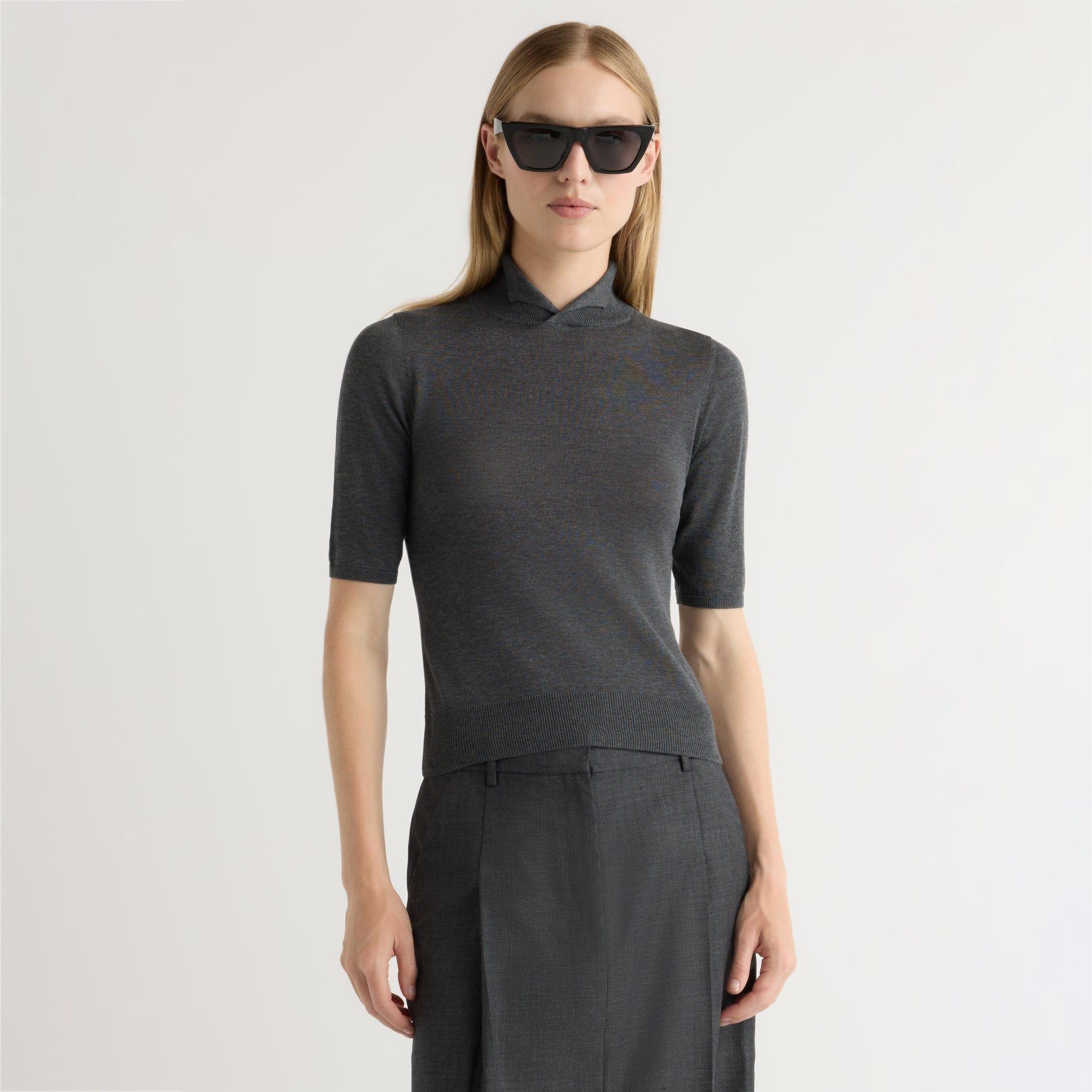 Gia Cotton-Silk Turtleneck Knit Top Product Image