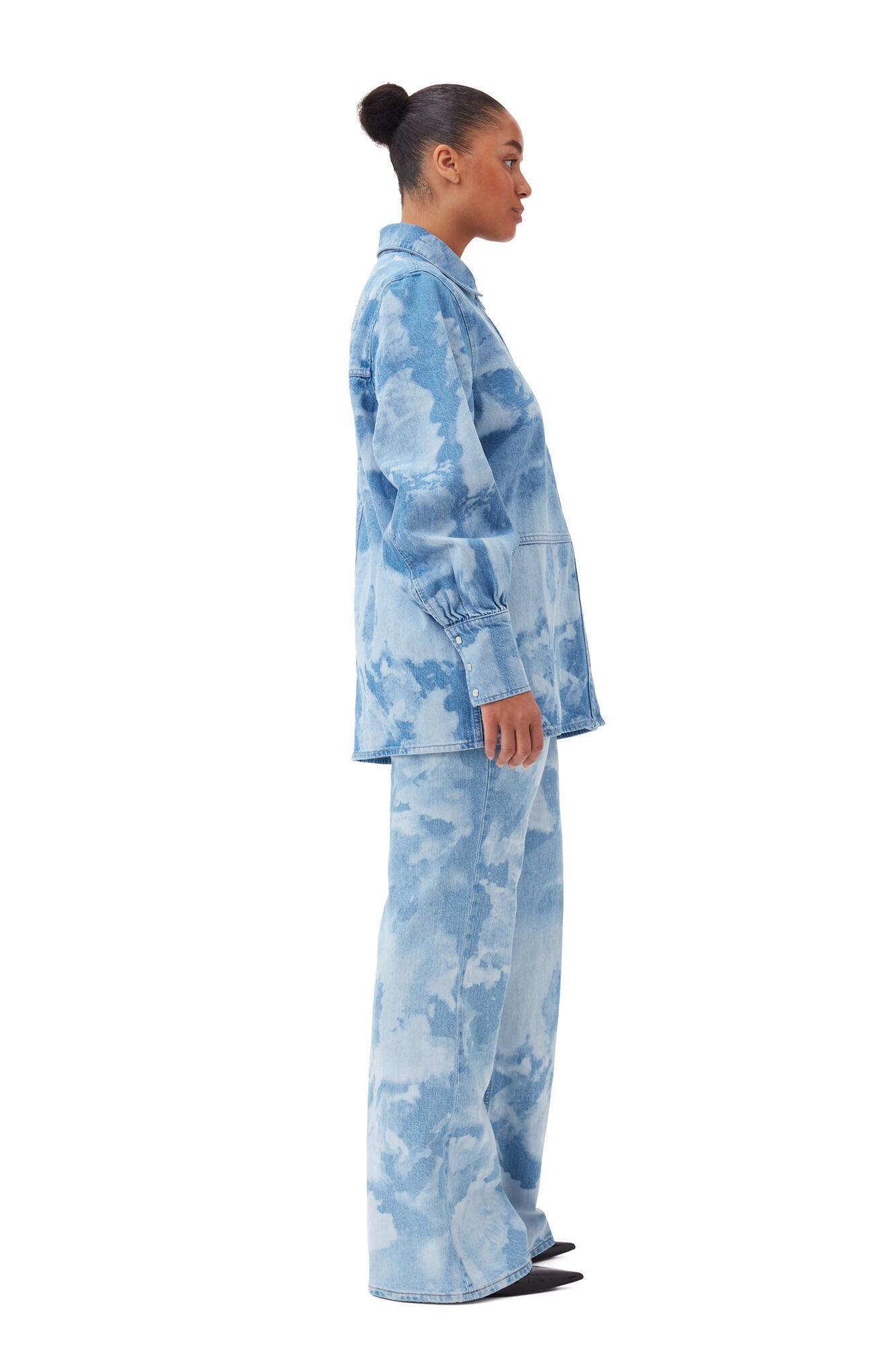 Blue Bleach Denim Shirt Product Image