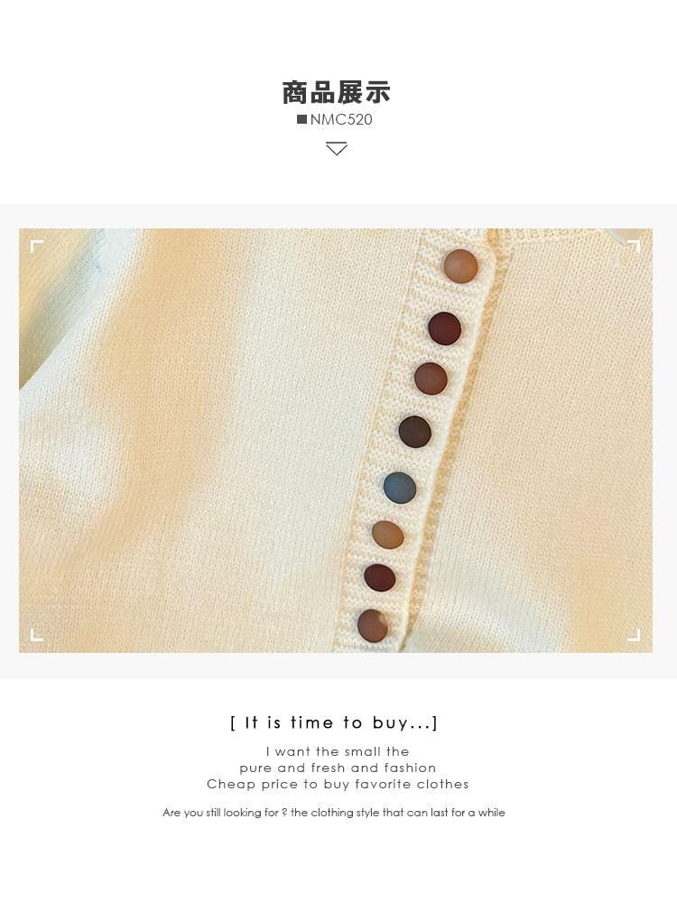 Set: Button-Up Knit Crop Top + Plain Crop Shirt Product Image