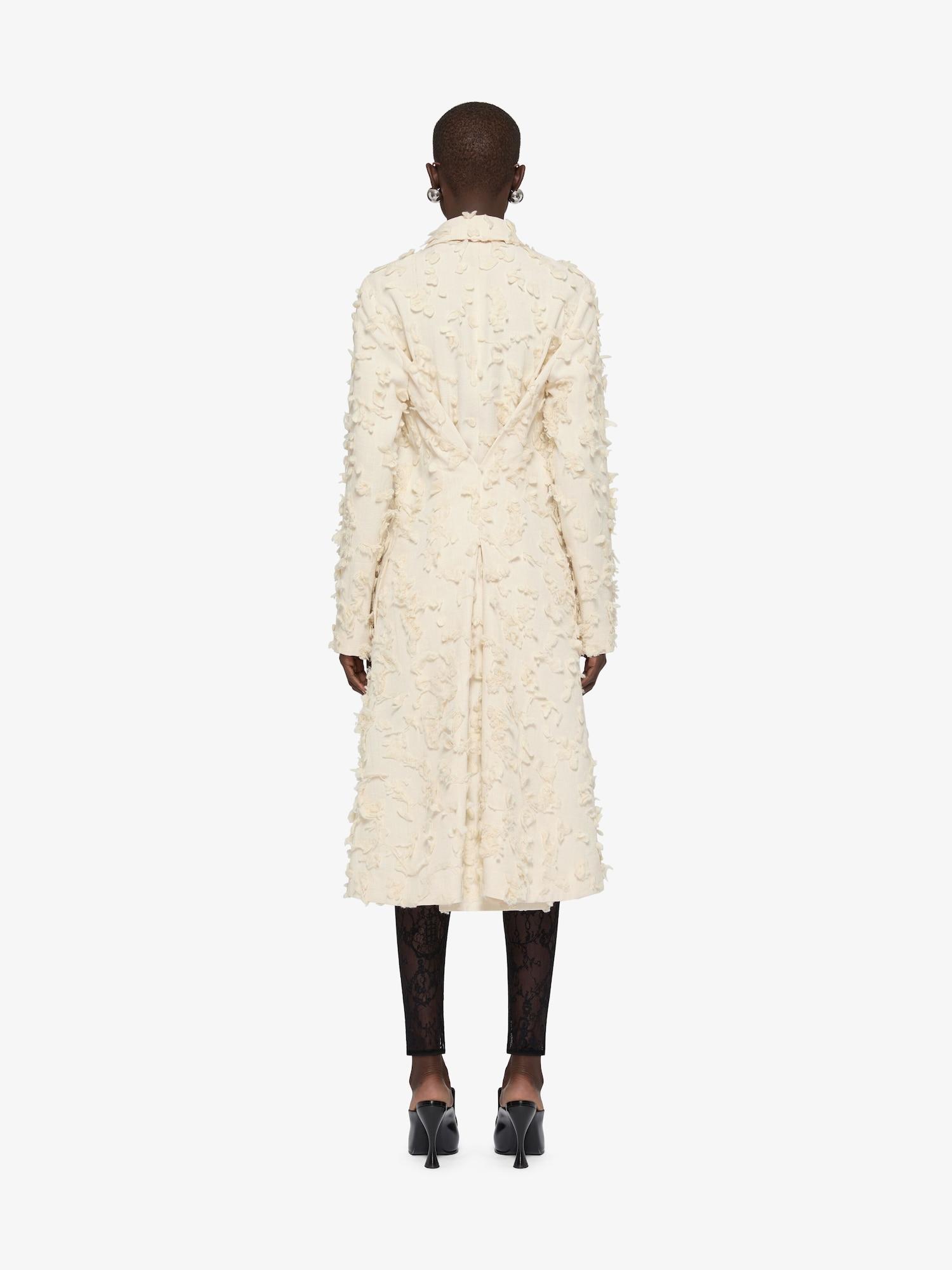Coat in floral cut thread fabric with pleated back Product Image