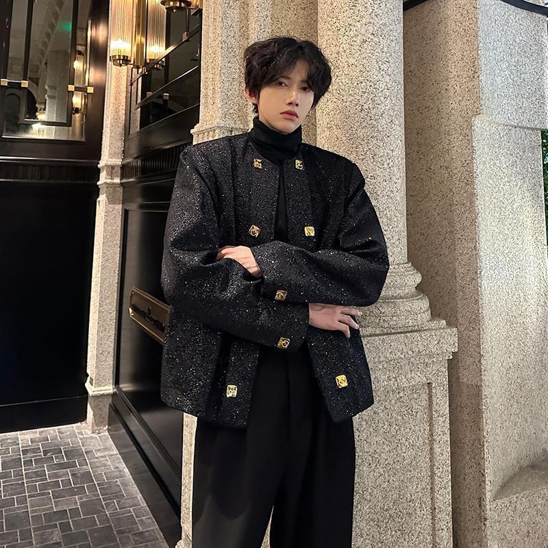 Long Sleeve Button Up Embellished Blazer Product Image