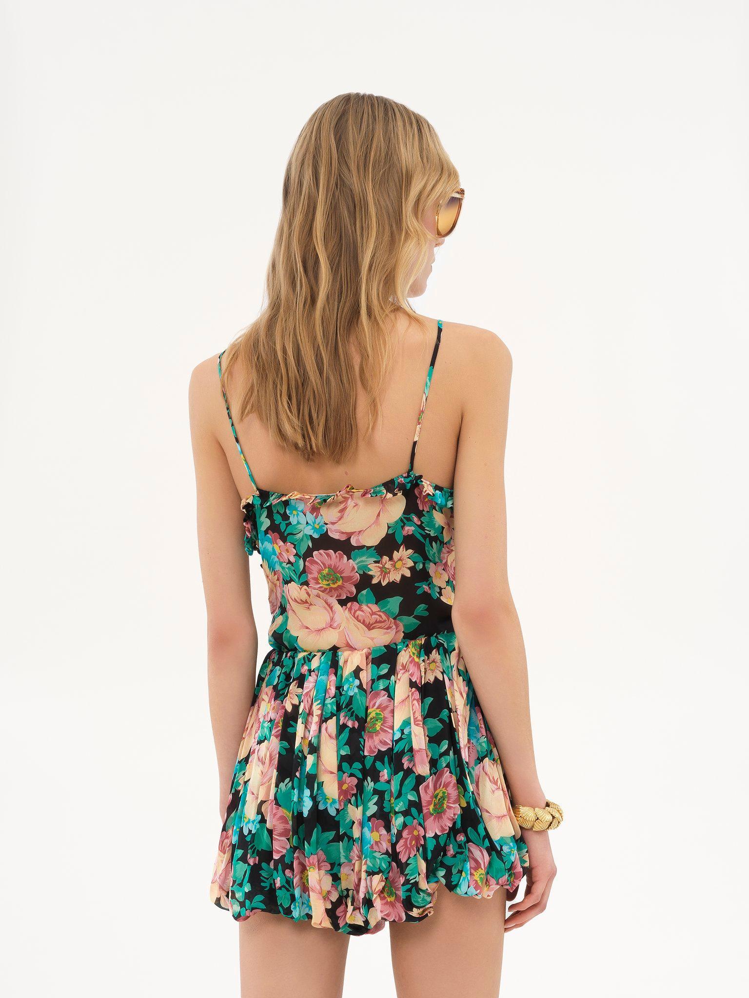 Ruched tank top in silk charmeuse Product Image