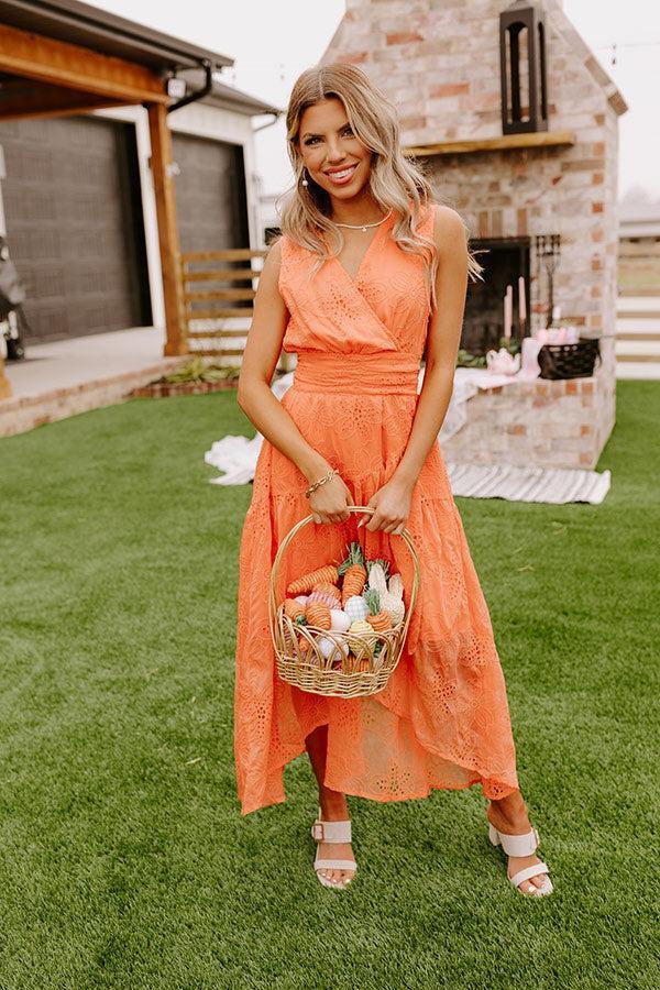 Sun-Kissed Serenade Embroidered Midi In Orange Product Image