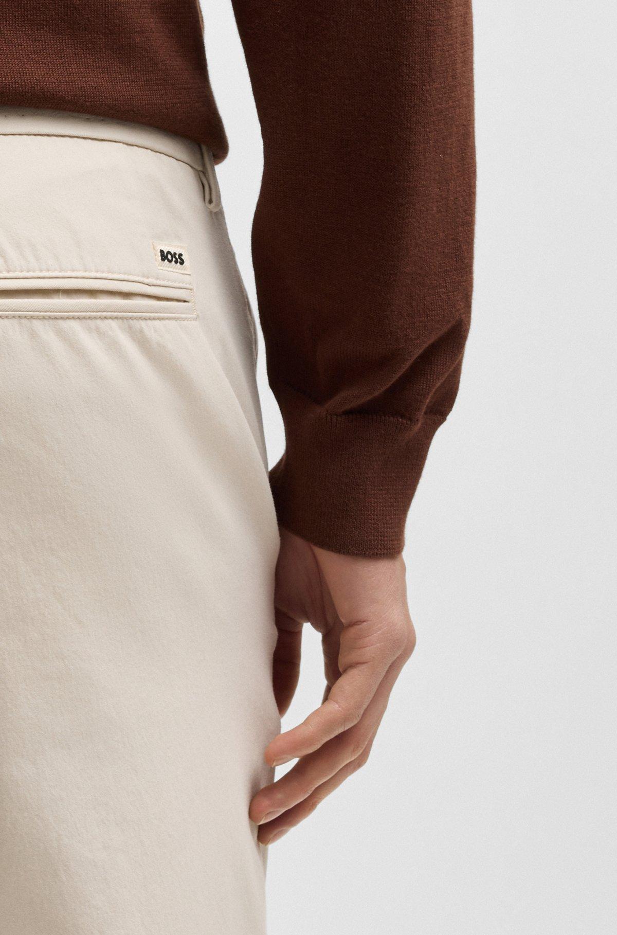 BOSS - Slim-fit trousers in stretch cotton - White Product Image