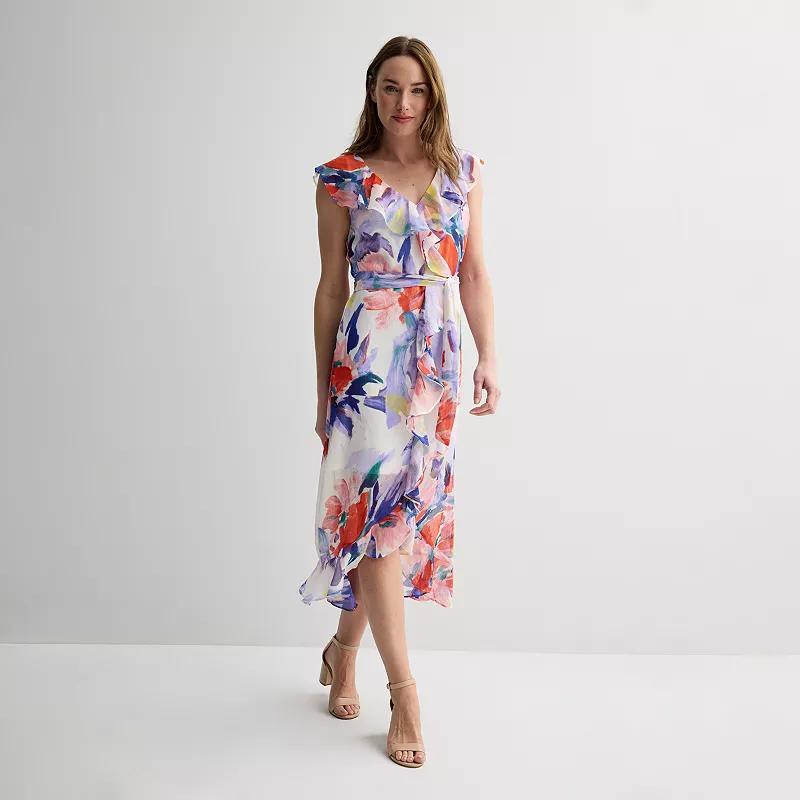 Women's Harper Rose Ruffle Wrap Midi Dress, Size: 12, Orange Team Product Image