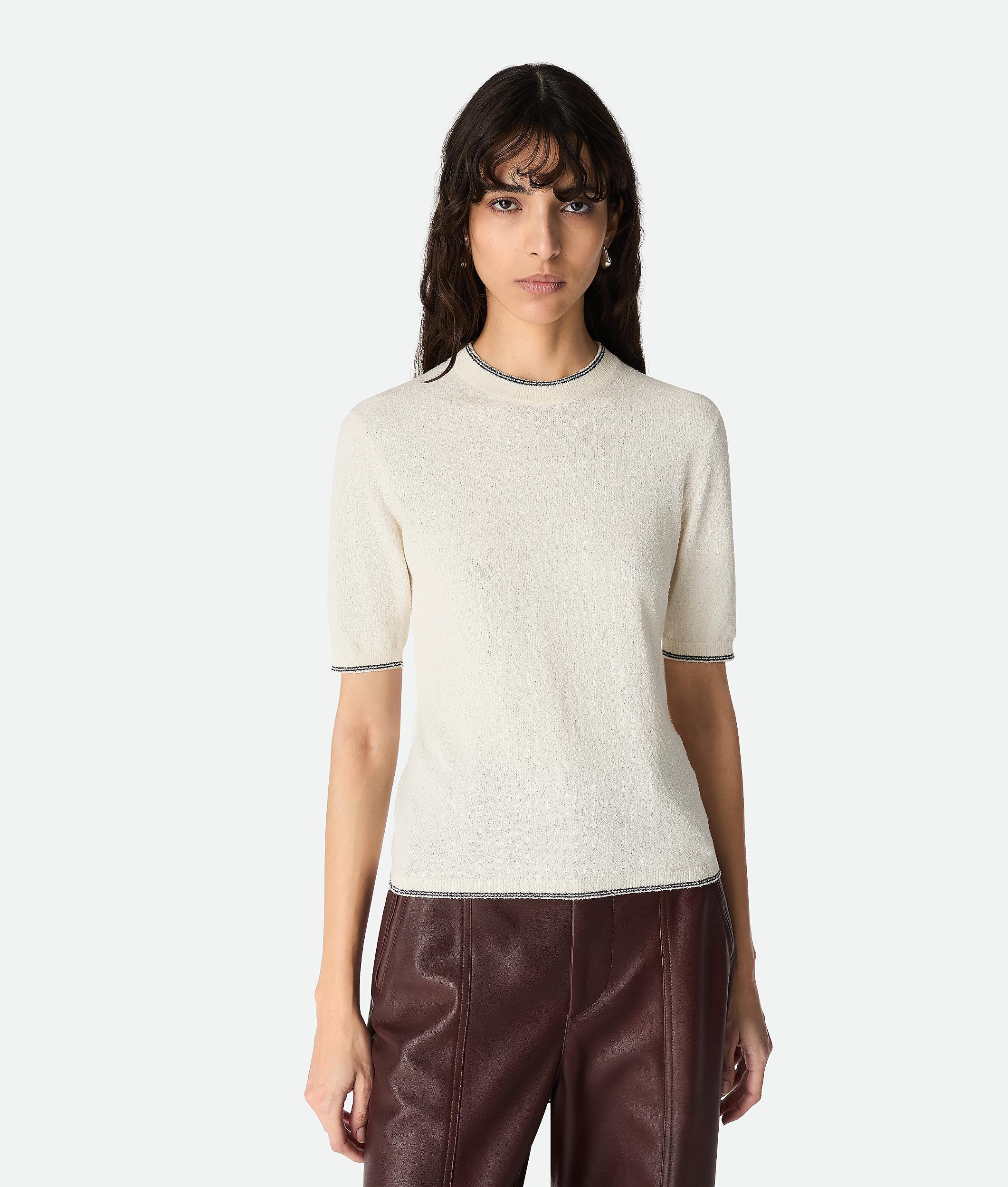 Women's Cotton Bouclé Top in White Product Image