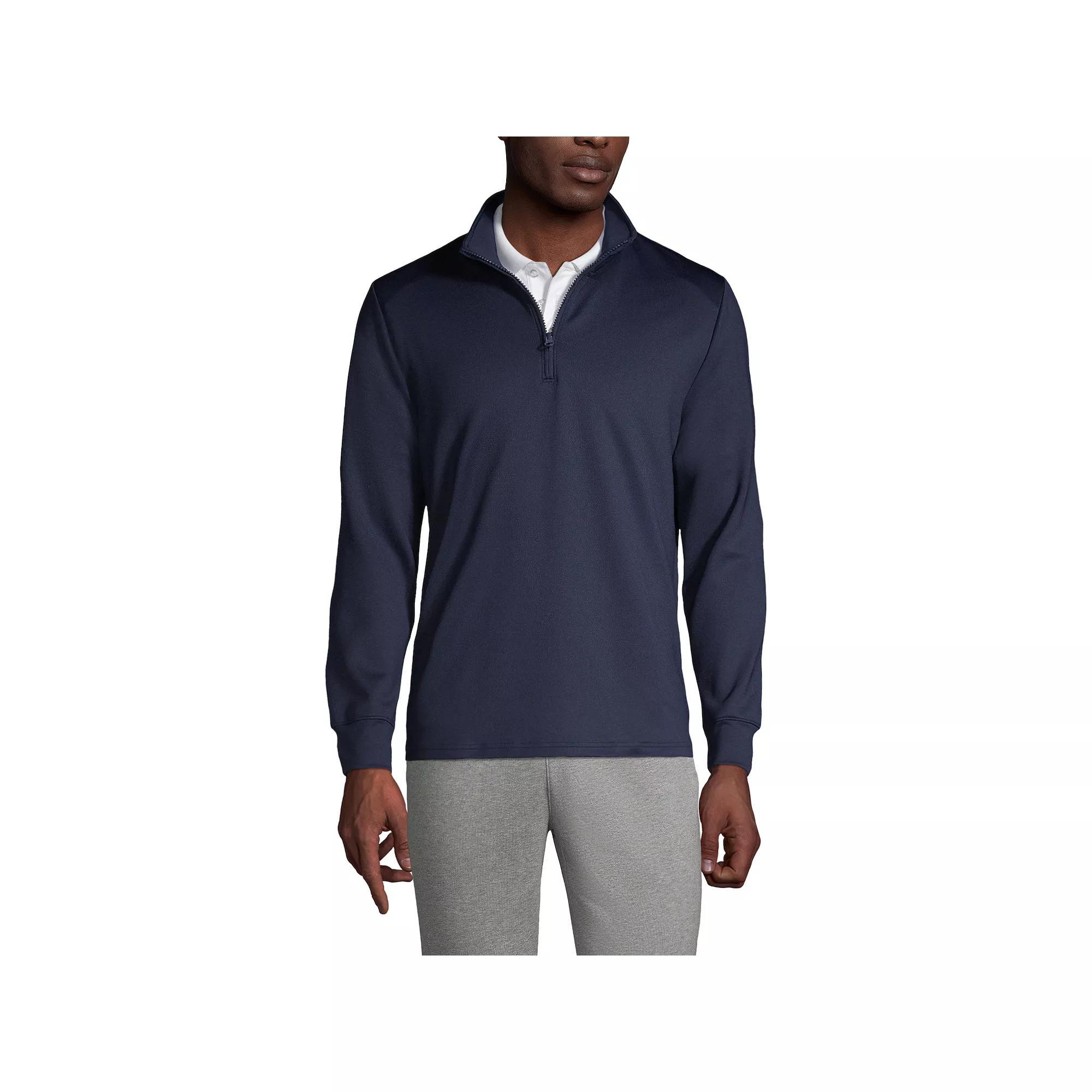 Men's Lands' End School Uniform Quarter Zip Pullover Sweatshirt, Size: Large, Red Product Image