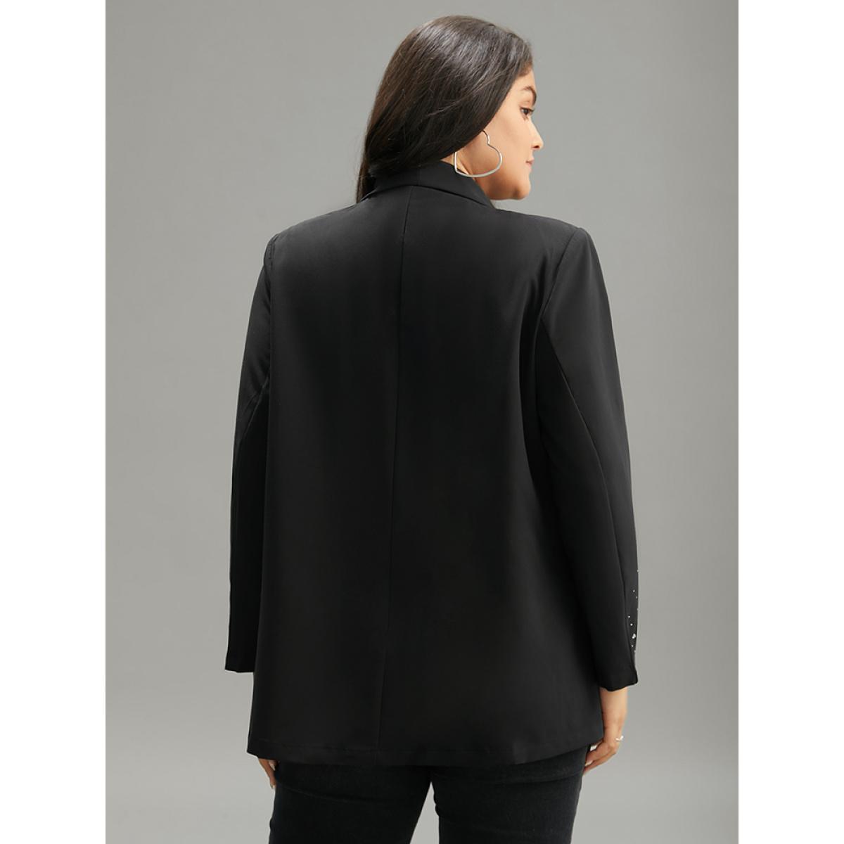 Plus Size Halloween Plain Rhinestone Lapel Collar Blazer Black Women Dailywear Plain Rhinestone detailing Sleeve Long Sleeve Lapel Collar 26/4X Casual Blazers BloomChic Product Image