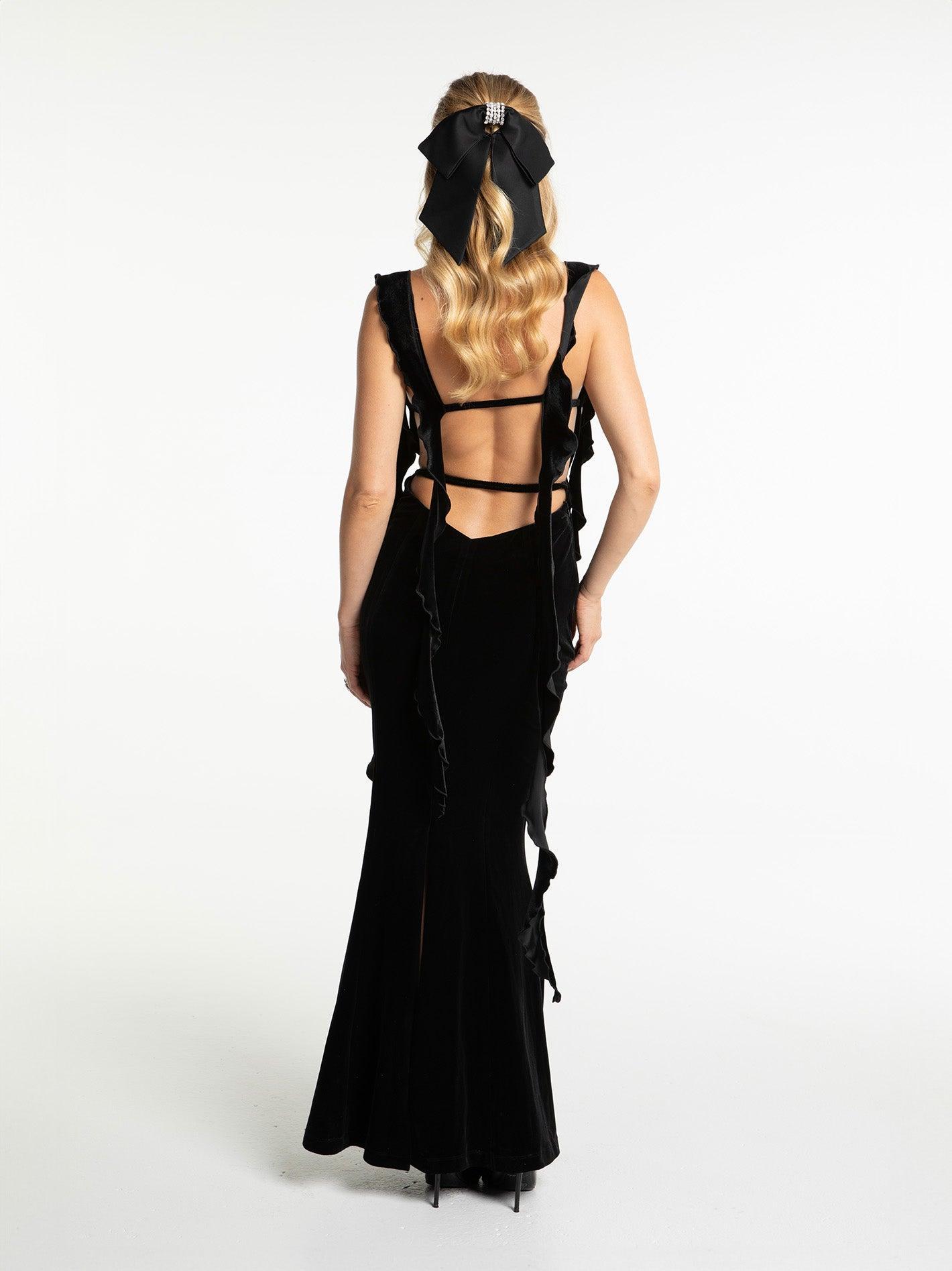 Caroline Velvet Dress (Black) Product Image