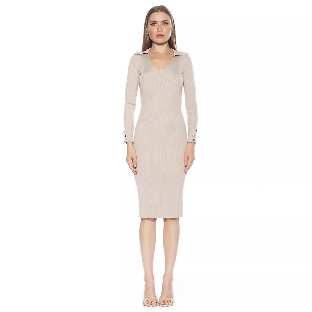 Women's ALEXIA ADMOR Tau Knit V-Neck Dress, Size: XL, Brown Product Image