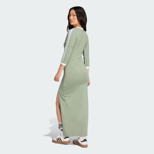 adidas Adicolor Classics 3-Stripes Maxi Dress Light Orchid 2XS Womens Product Image