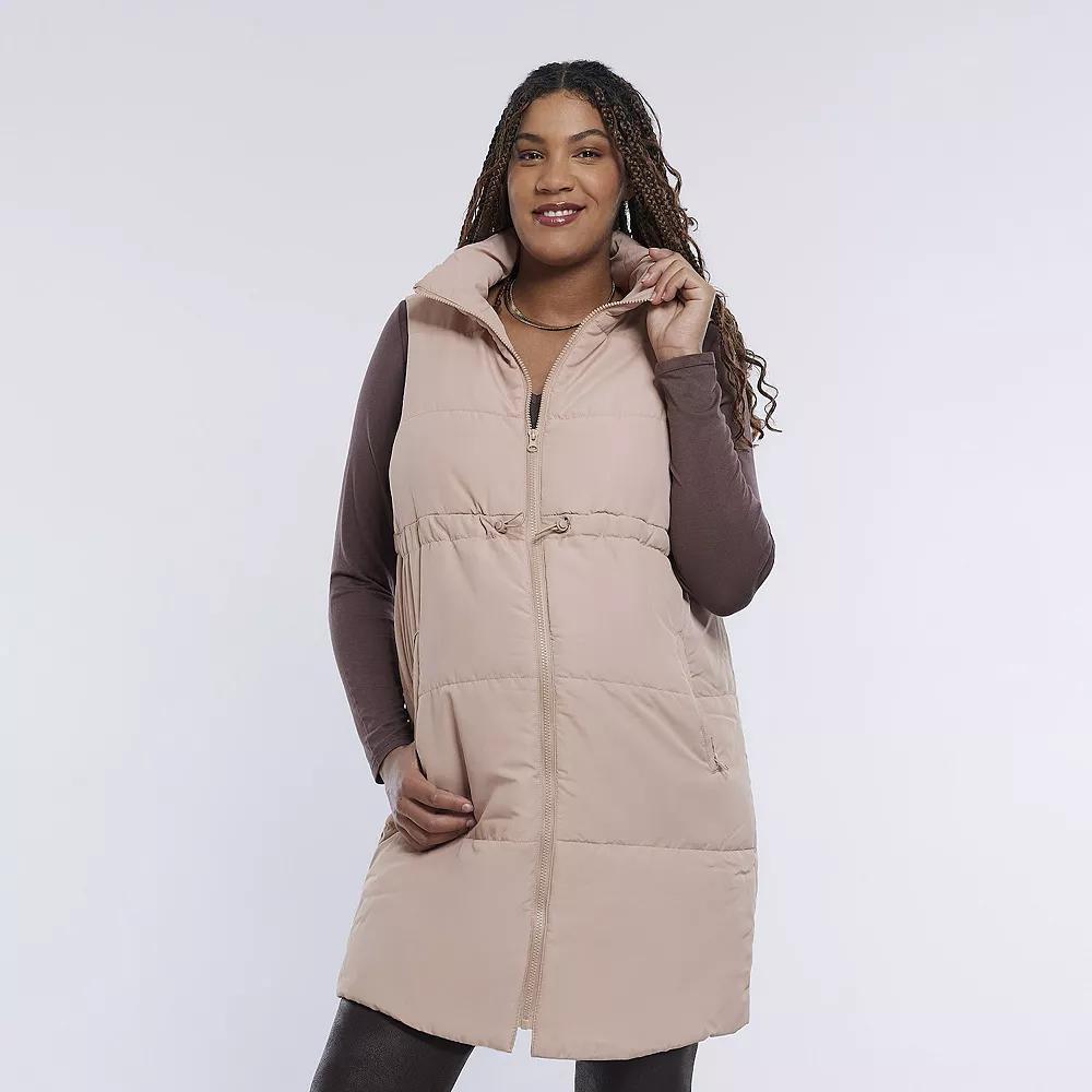 Maternity Motherhood® Long Puffer Vest, Women's, Size: Large-Mat, Green Product Image