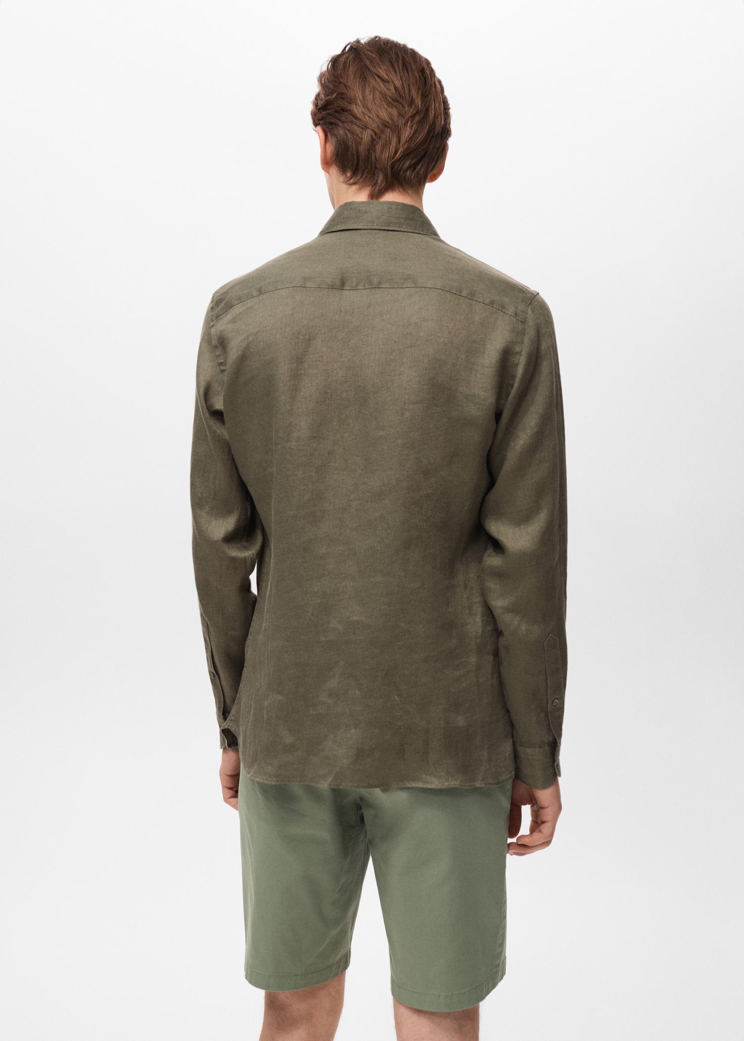 100% linen slim-fit shirt - Men | MANGO USA Product Image