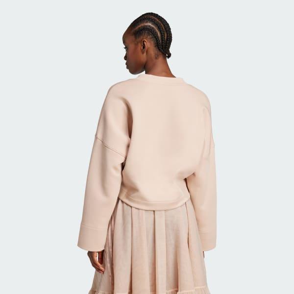 adidas Deep V-Neck Sweatshirt Ash Pearl XL Womens Product Image