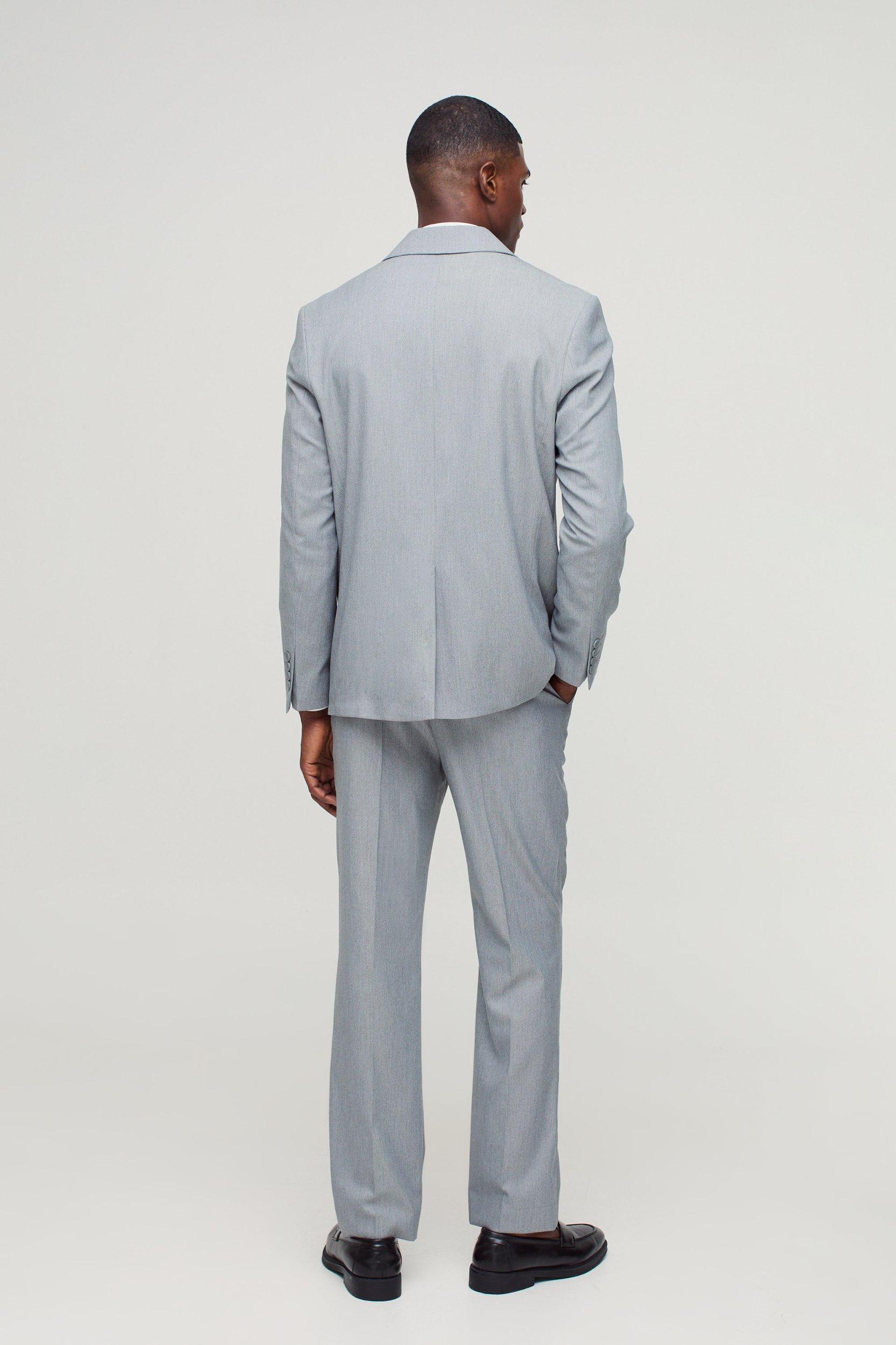Straight Fit Stipe Texture Blazer | boohooMAN USA Product Image